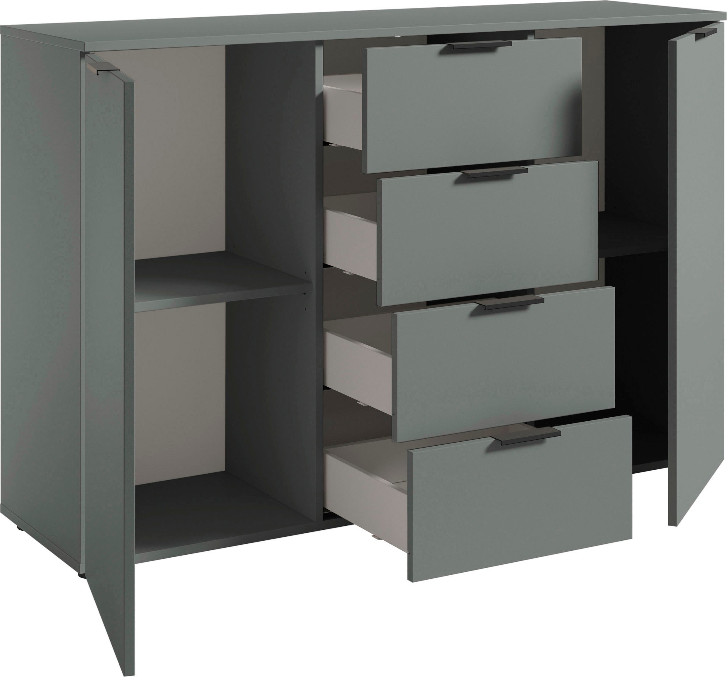 HBZ Sideboard »Linz Kommode, BxHxT 135x90x40cm« 1 Stk. tlg. Breite 135cm,Lip-Griff, Melaminbeschichtung