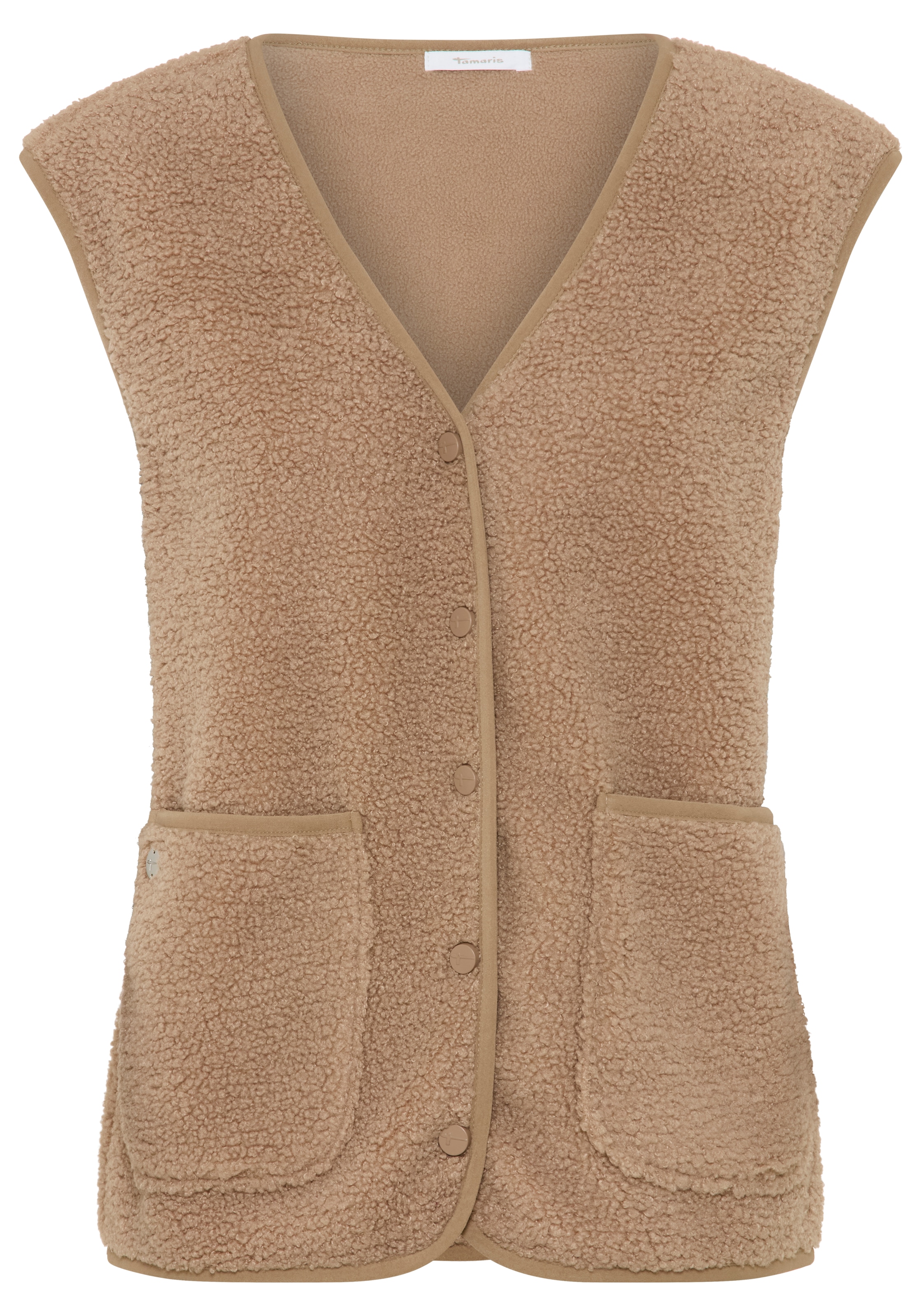 Tamaris Gilet court en polaire Teddy, avec boutons-pression