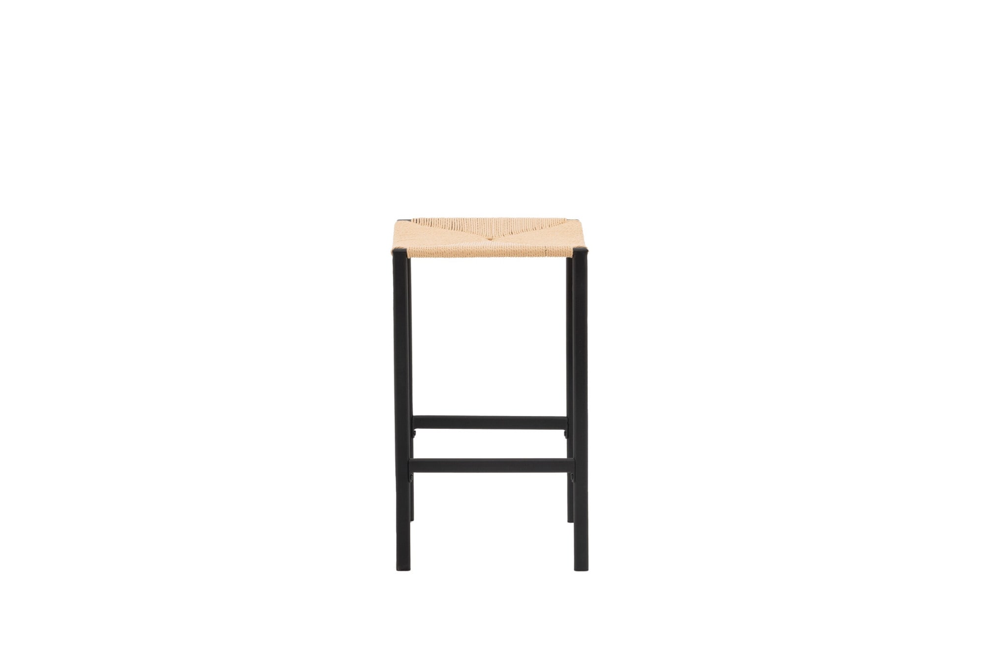 Venture Home Tabouret de bar »Polly, 2er-Set Barhocker mit Seil-Sitz, Stahlbeine, 120 kg« Ensemble, 2 cuis tlg. tabouret de bar, tresser, bois de caoutchouc, cadre en acier, bohème