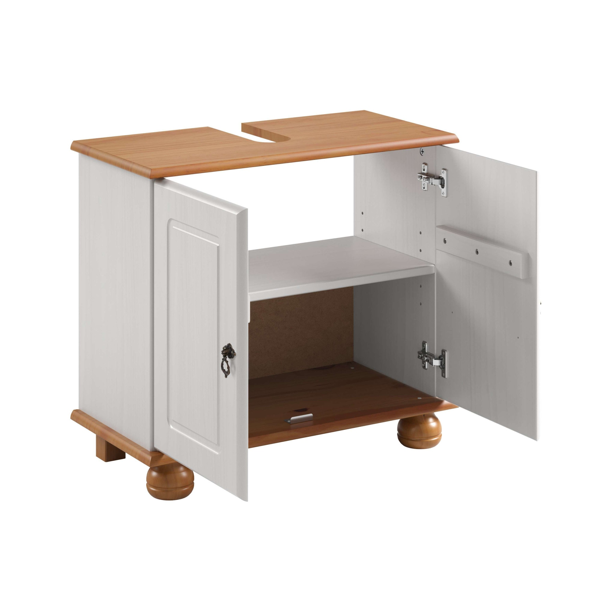 GOODproduct Waschbeckenunterschrank »Finca« aus massivem Kiefernholz, Siphonausschnitt, Breite 62 cm, Höhe 55 cm