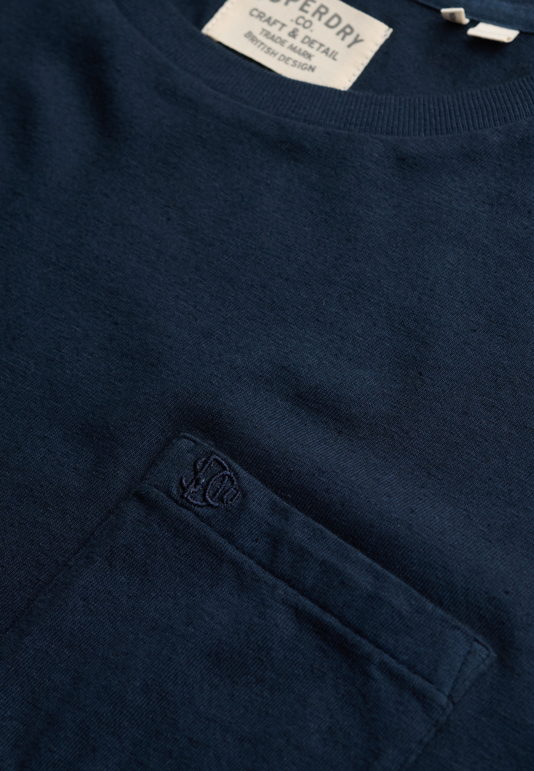 Superdry T-shirt à manches longues »COTTON LINEN L/S POCKET TOP« aus Baumwolle und Leinen, Relaxed Fit, mit Rundhalsausschnitt