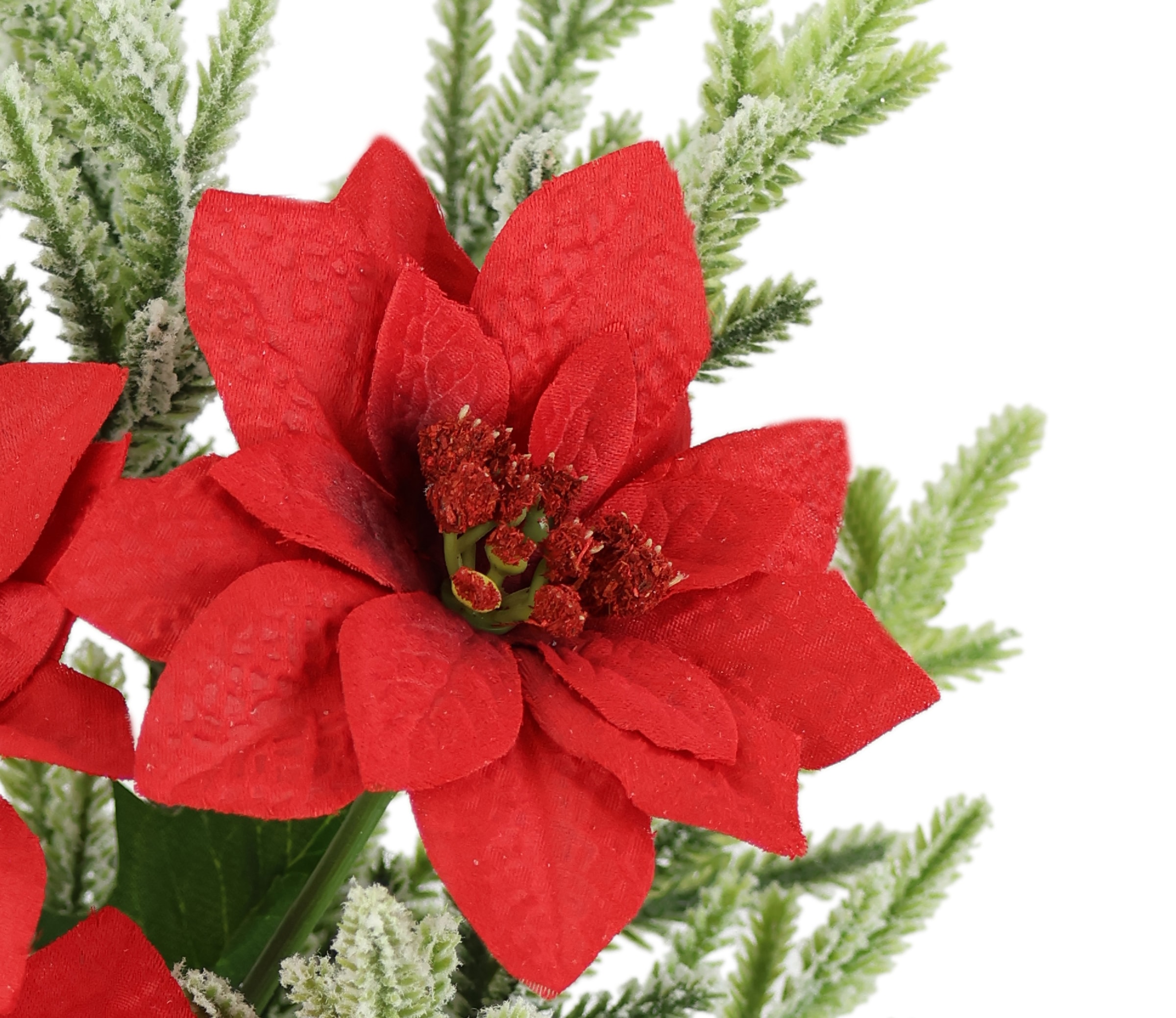 I.GE.A. Bouquet de fleurs artificielles »Strauss Poinsettia/Tannenzweige« 2er Set Weihnachtsdeko Weihnachtsblume Sträusse Dekoblumen Christstern