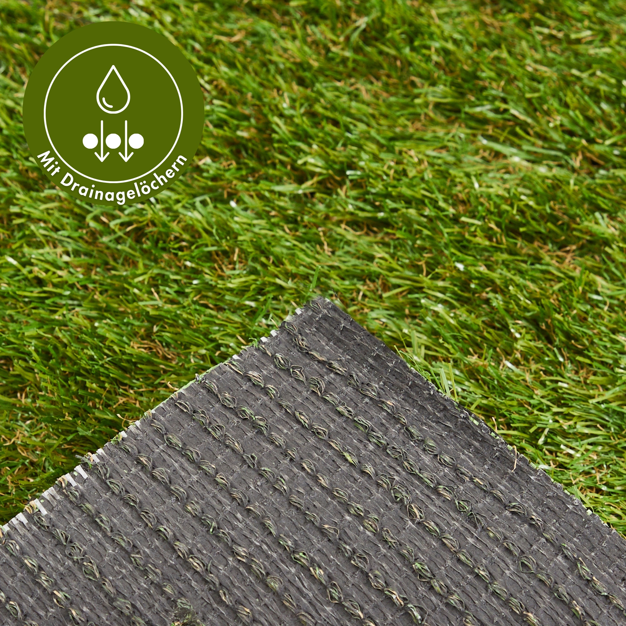 Andiamo Gazon synthétique »Rasenteppich Bali, Made in Belgium« Rectangulaire 25 mm Höhe realistische Optik, mit Drainagefunktion, für Balkon & Terrasse