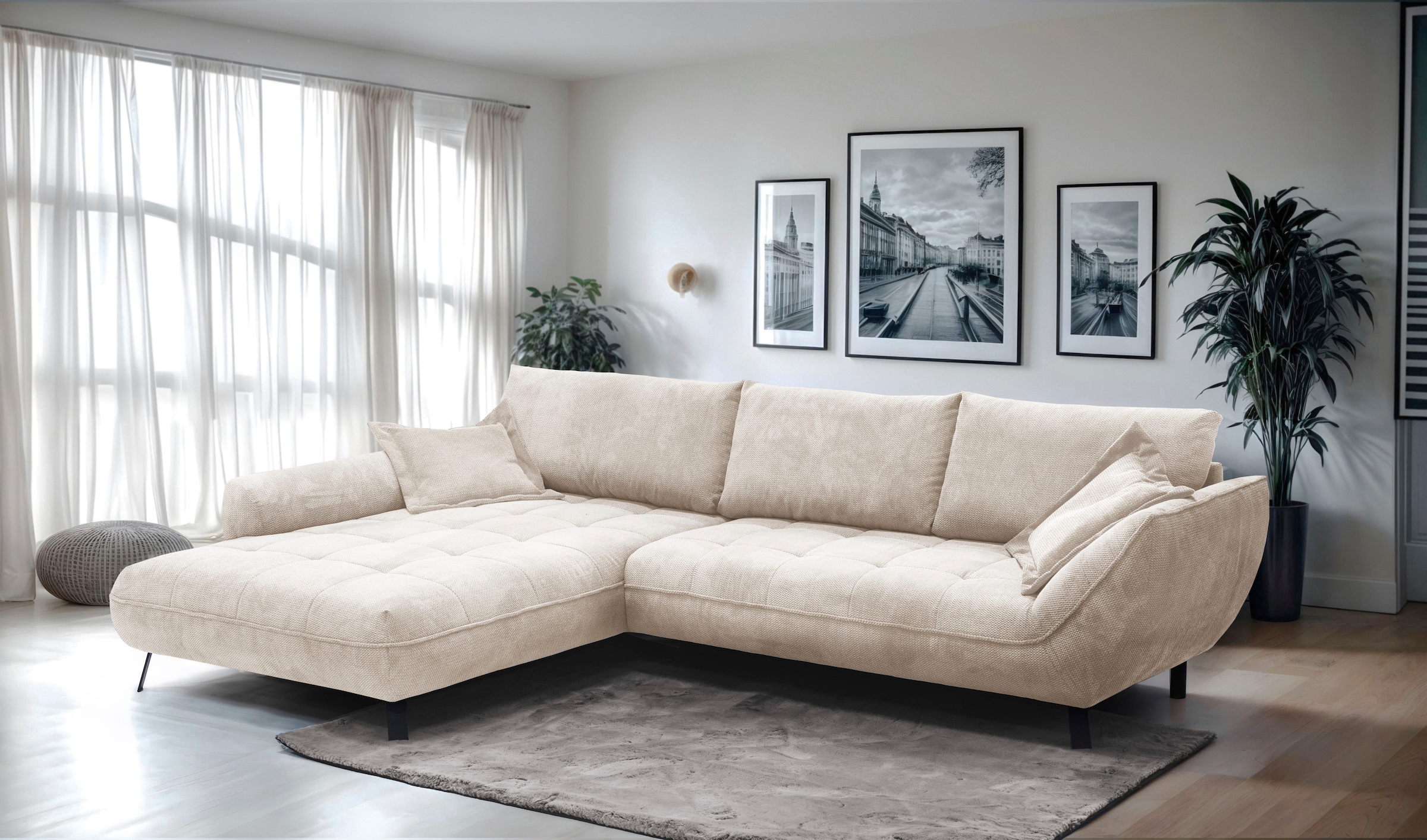 exxpo - sofa fashion Canapé d'angle »Biarritz modern und elegantes Mega Sofa mit tollem Sitzkomfort, L-Form« XXL– Longchair Ecke in hochwertiger Verarbeitung, Stellmasse 324x203 cm