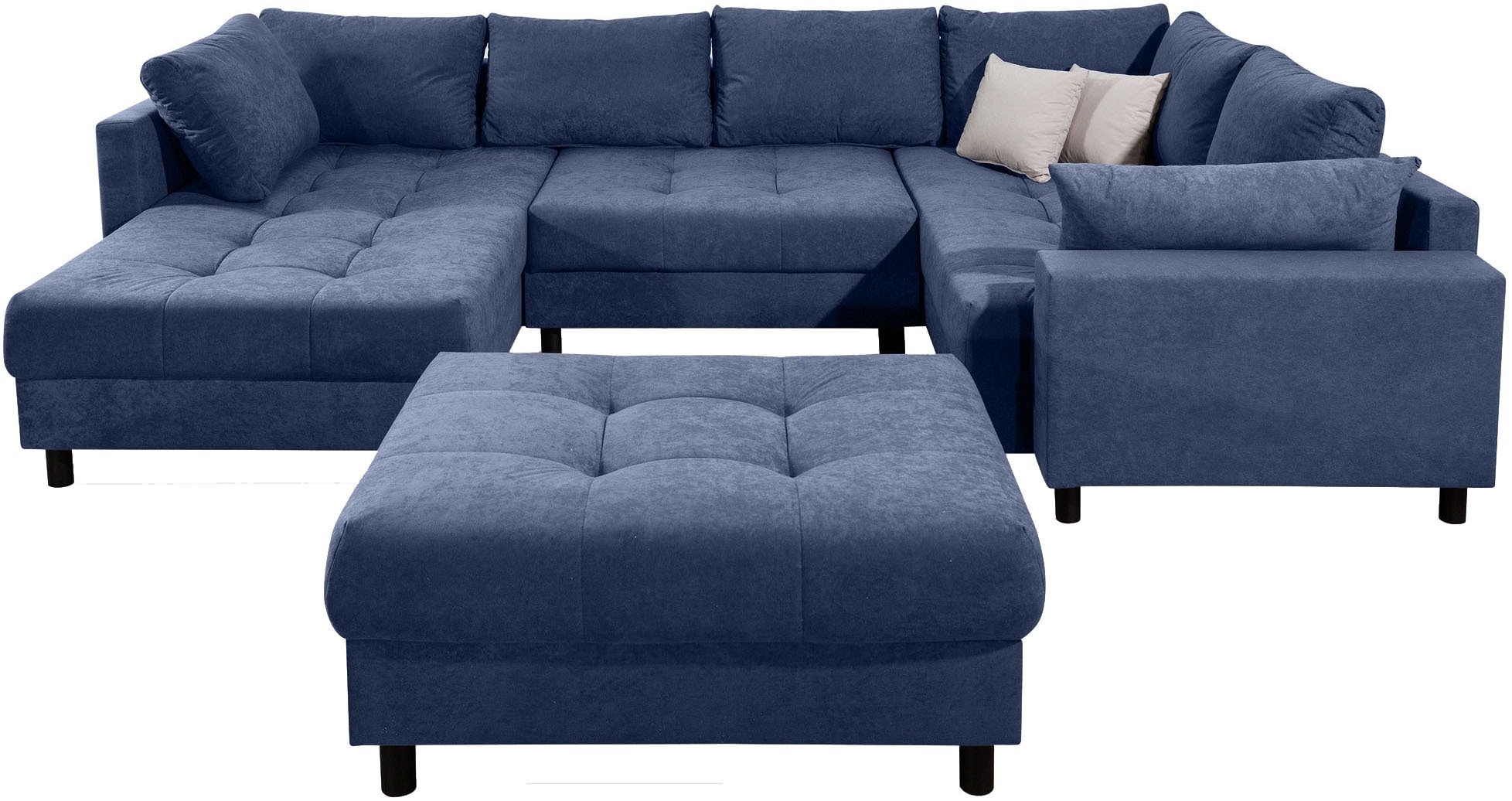 COLLECTION AB Paysage de salon »Toni U-Form mit Armlehne« inkl. Hocker und Zierkissen in abgesetzter Farbe, mit Bonnelfederkern