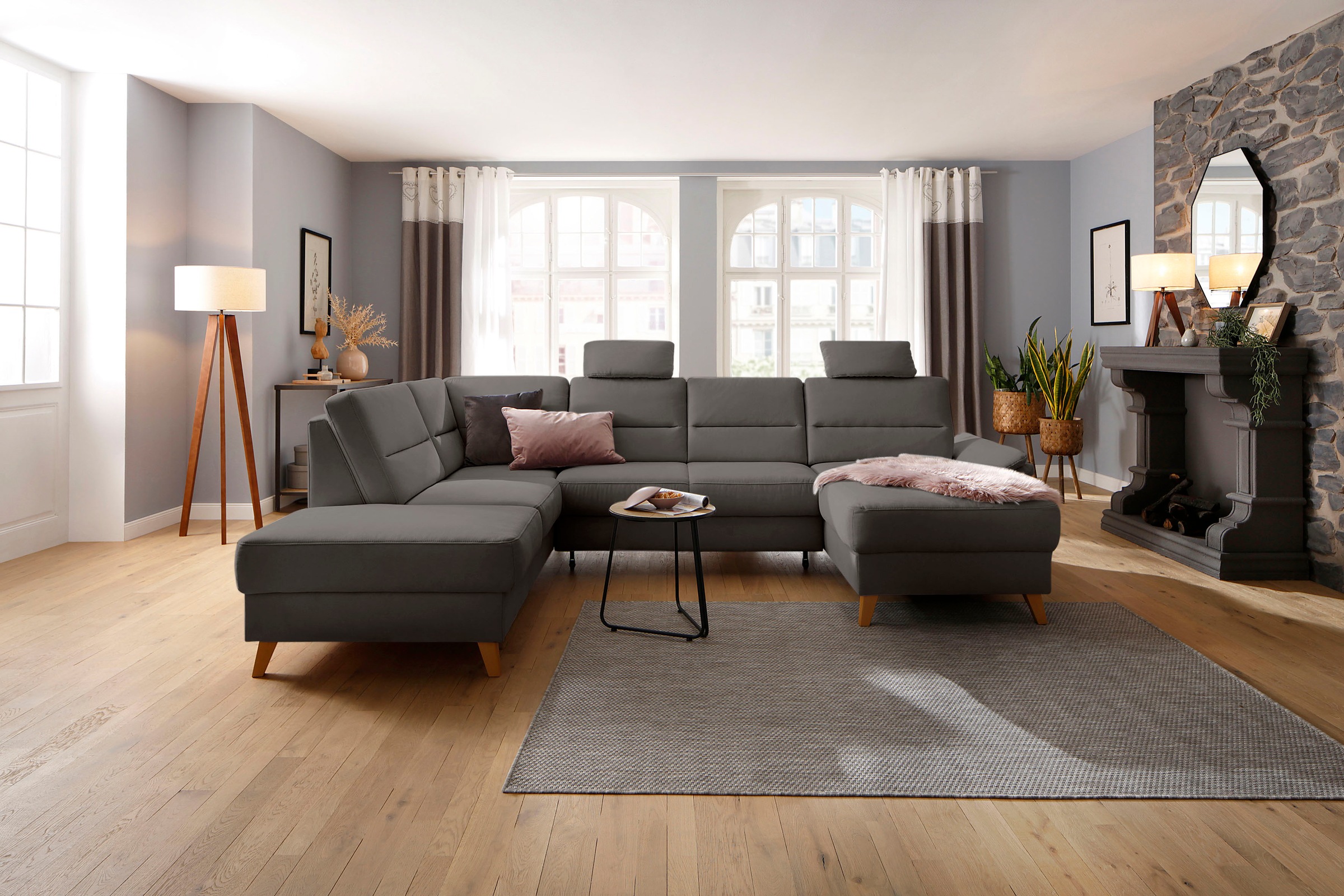 Home affaire Paysage de salon »Westerland U-Form« Federkern, wahlweise Bettfunktion, Stauraum und Armlehn-Verstellung