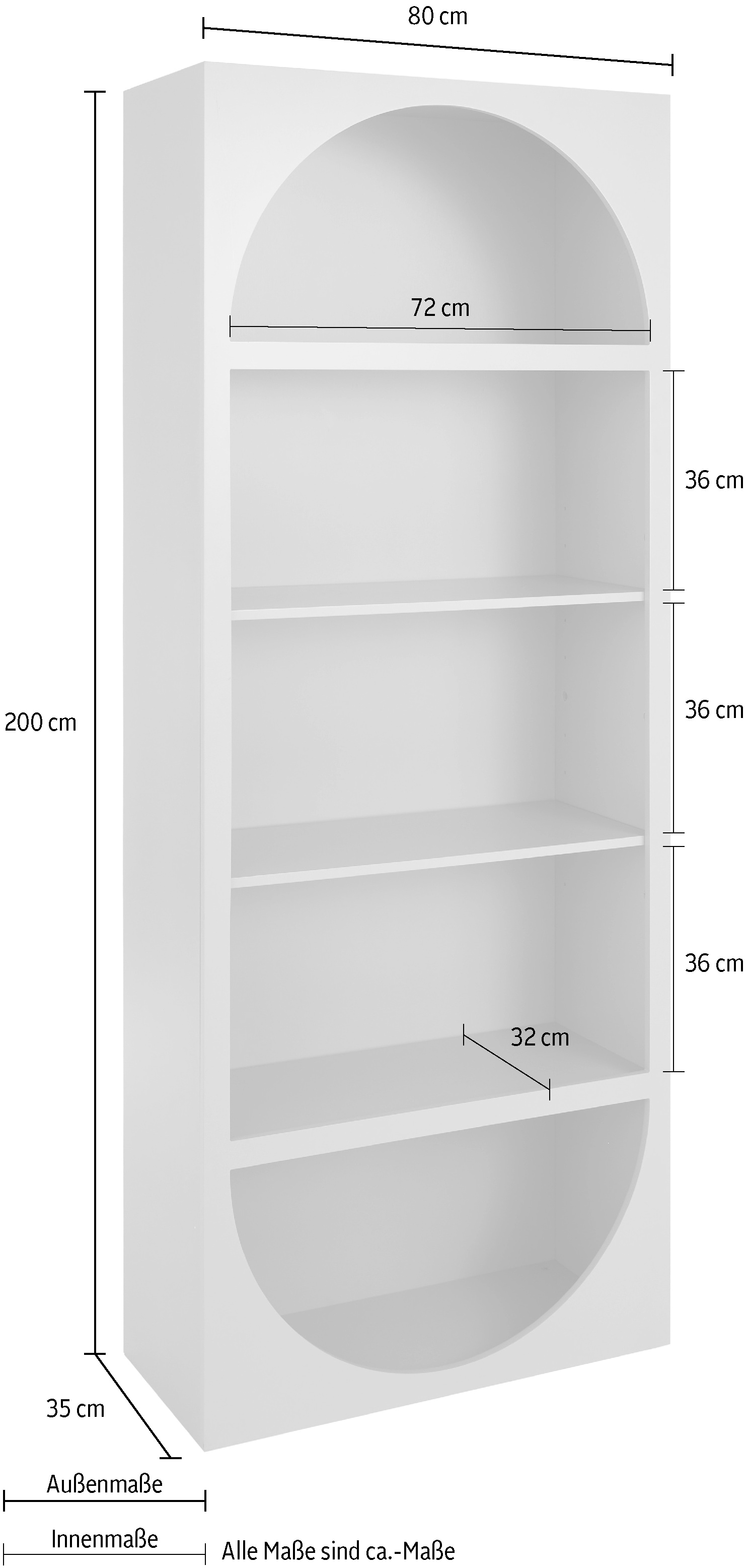homsy by Ana Johnson Étagère sur pied »Arcelle« forme élégante en arc, surfaces de rangement extra larges, hauteur 200 cm