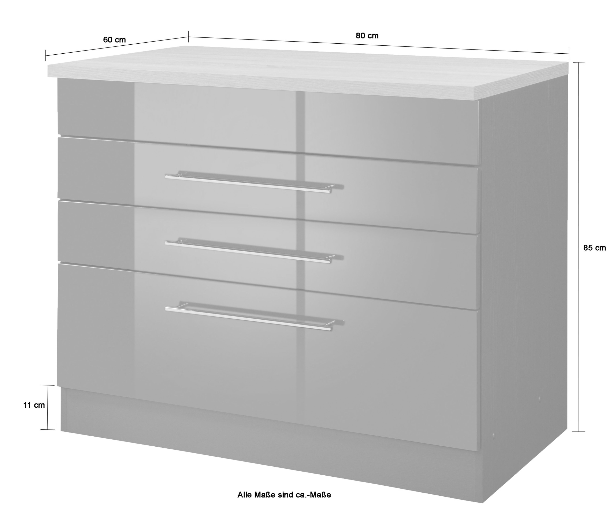 KOCHSTATION Armoire d'encastrement pour table de cuisson »KS-Wien« Largeur 80 cm, adapté pour plaque de cuisson autonome