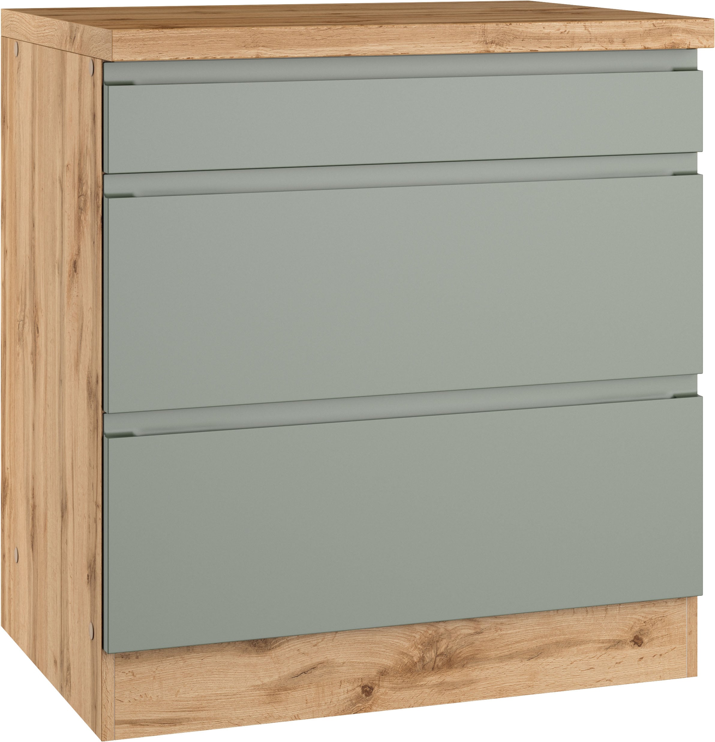 KOCHSTATION Armoire d'encastrement pour table de cuisson »KS-Virginia,neu in verbesserter Ausführung« Rangement, Softclose,  Largeur 80 cm, hauteur 86 cm, tiroirs softclose
