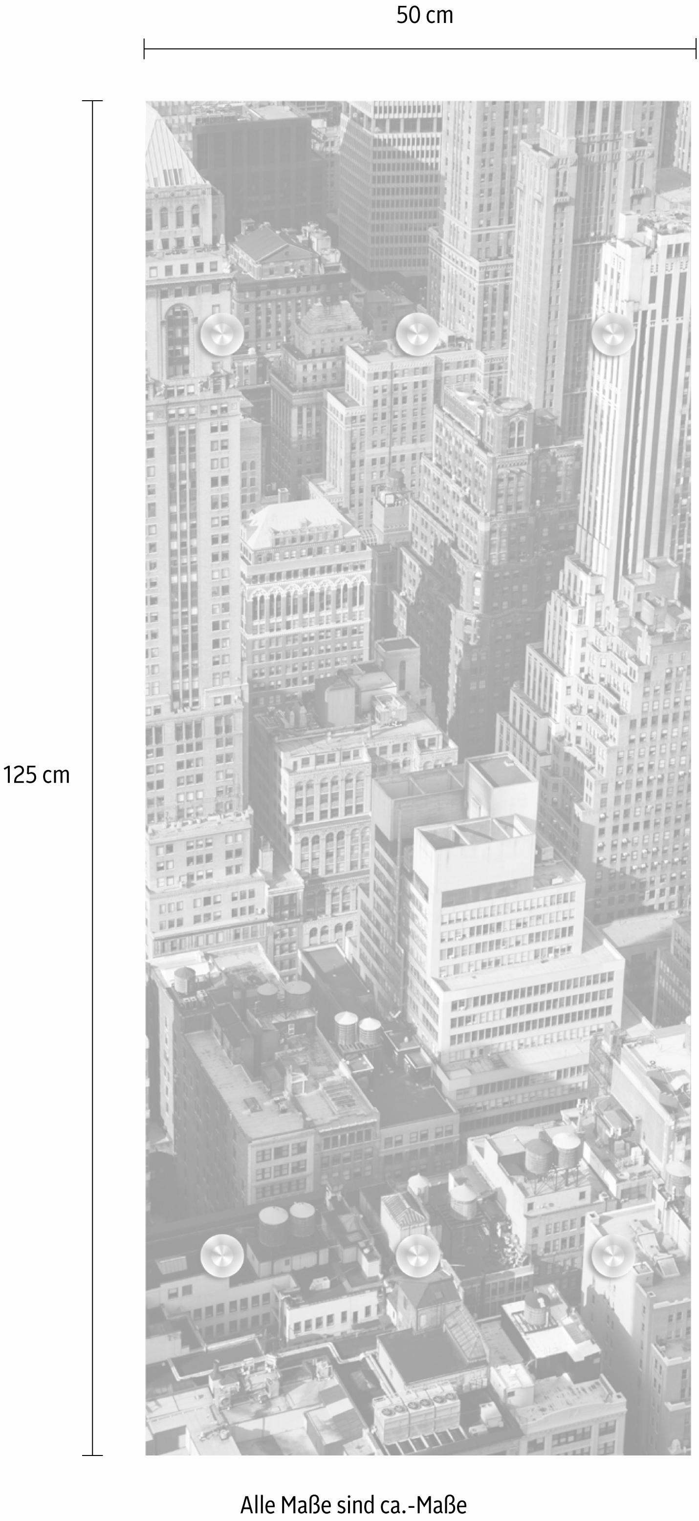queence Garderobenleiste »Grossstadt von oben« mit 6 Haken, 50 x 120 cm