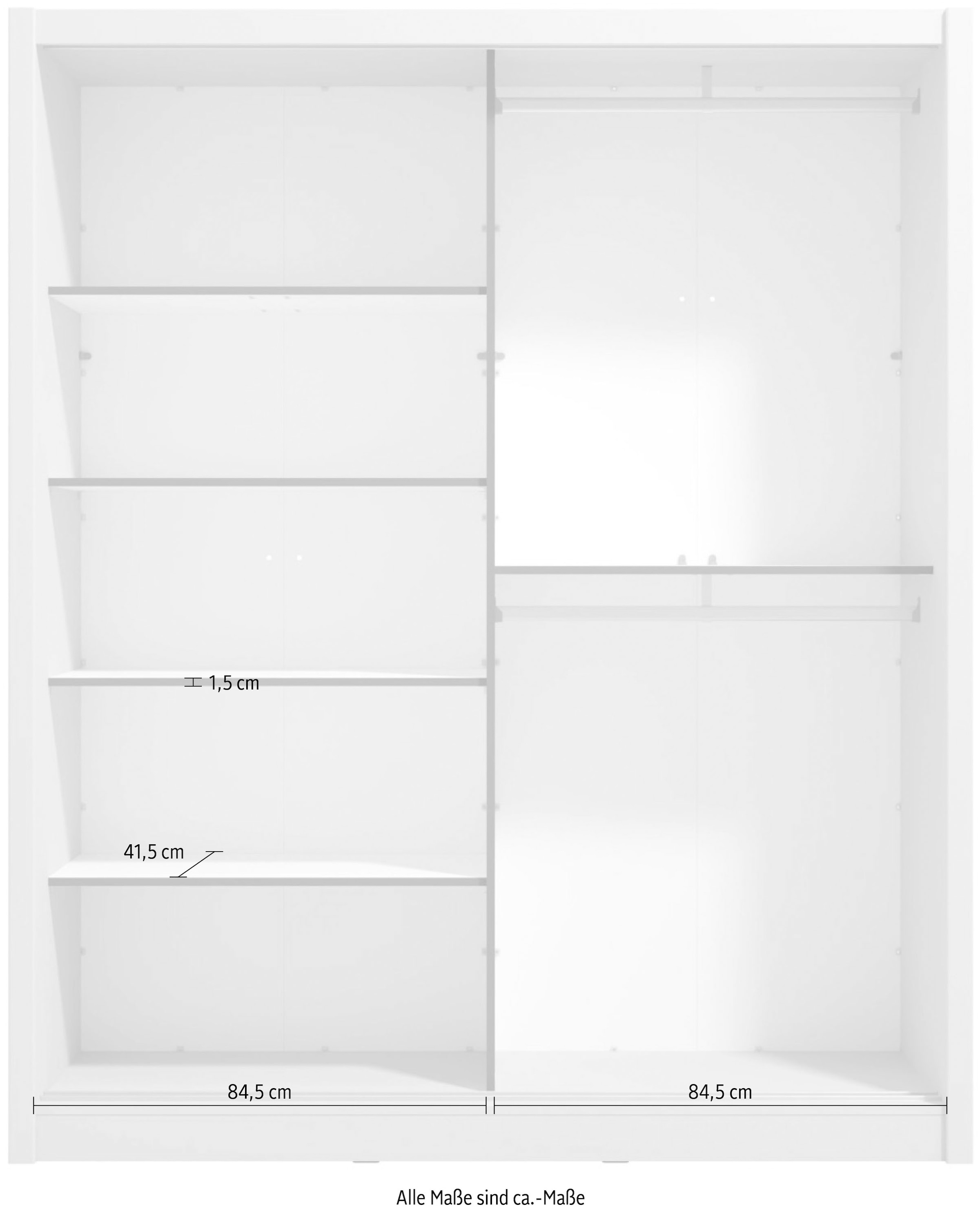 INOSIGN Schwebetürenschrank »Albi, Schlafzimmerschrank, Wäscheschrank in cashmere oder weiss« Kleiderschrank mit Spiegel MIT Innenausstattung,FSC®-zertifiziert