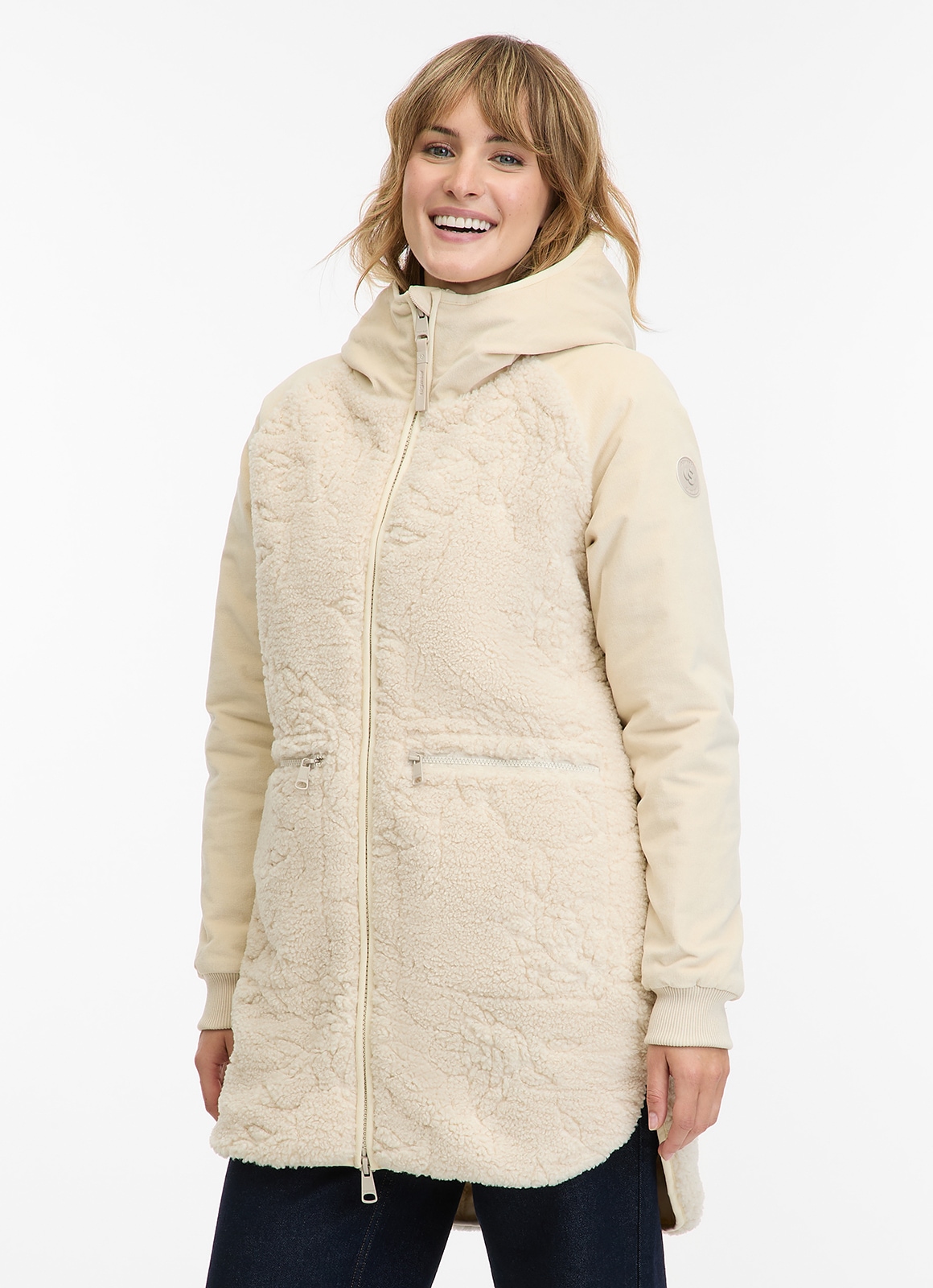 Ragwear Kapuzenplüschjacke »LONGEDDY« ohne Kapuze mit lässigem Casual-Stil, aus Polyester, Regular Fit, Langarm