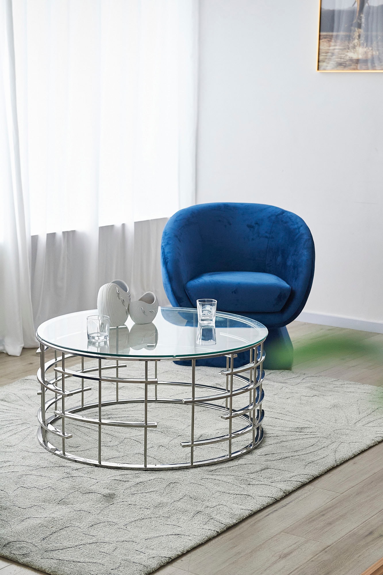 SalesFever Table basse »Glastisch: Stil und Funktionalität Wohnzimmertisch« Gestell gefertigt aus rostfreiem Edelstahl