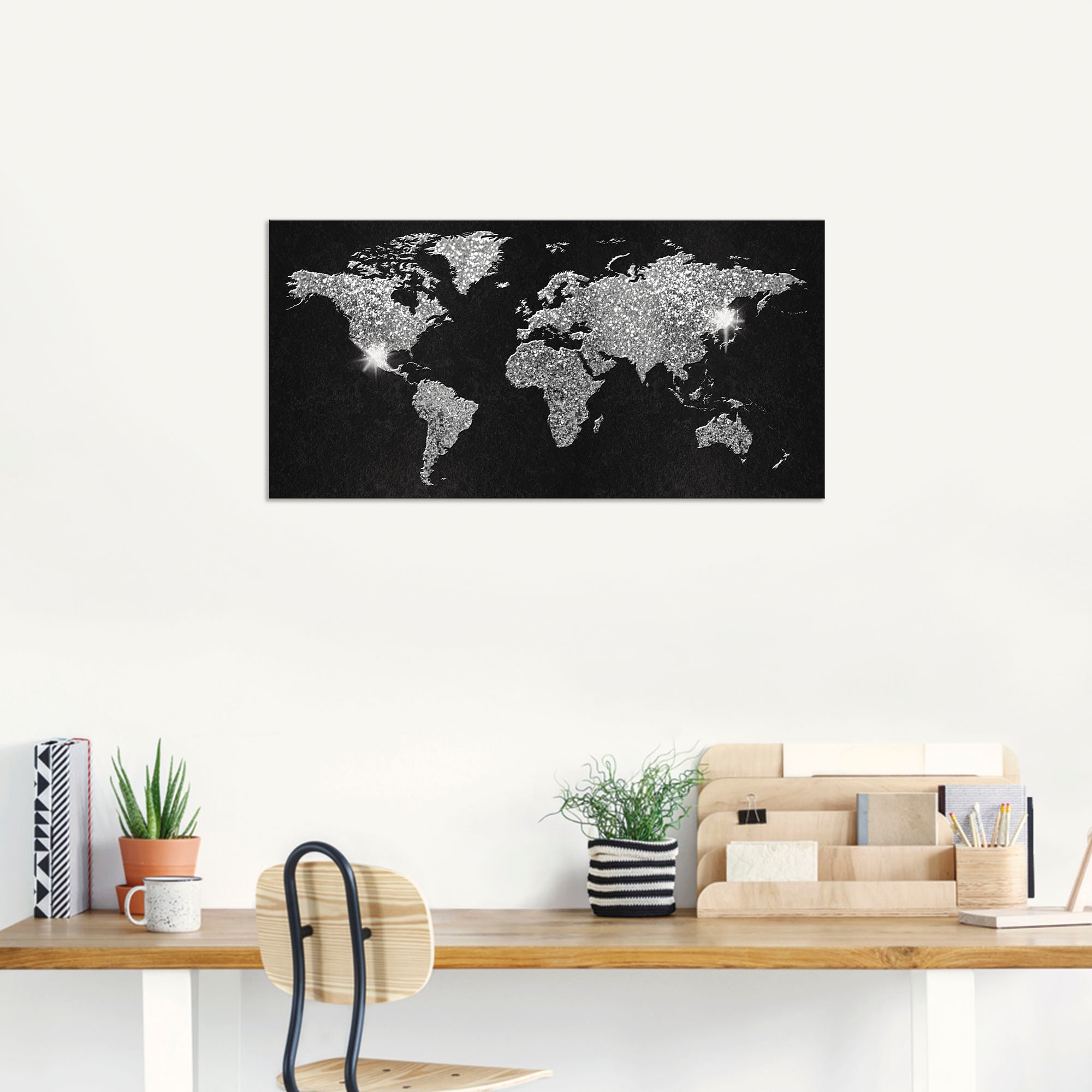 Artland Wandbild »Weltkarte Glitzer« Land- & Weltkarten 1 Stk. tlg. als Alubild, Leinwandbild, Poster in verschied. Grössen