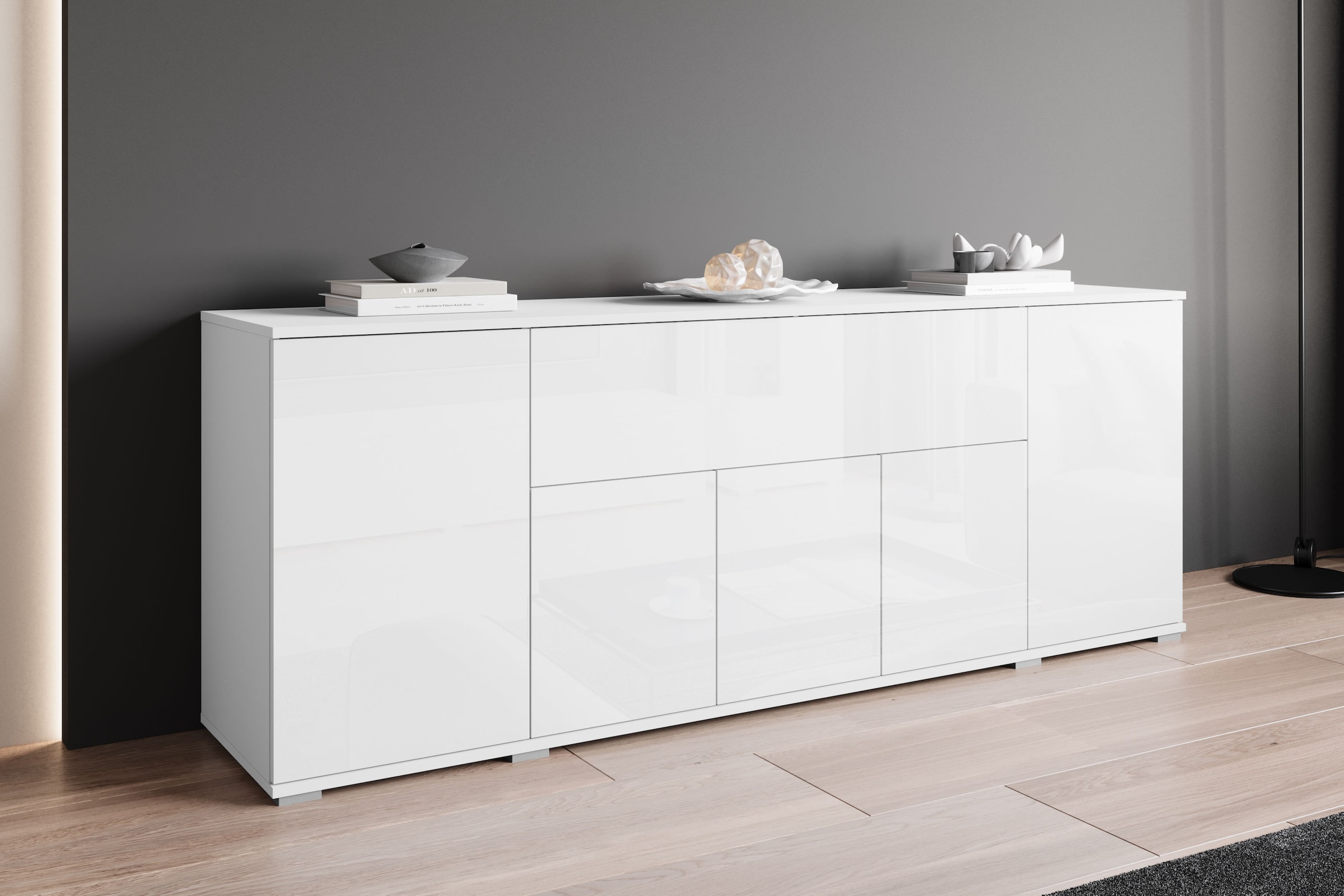 GOODproduct Sideboard »Kenia, B/H/T: 180 x 68 x 39,5 cm« 1 Stk. tlg. Push-to-Open, Klappe und verstellbare Einlegeböden