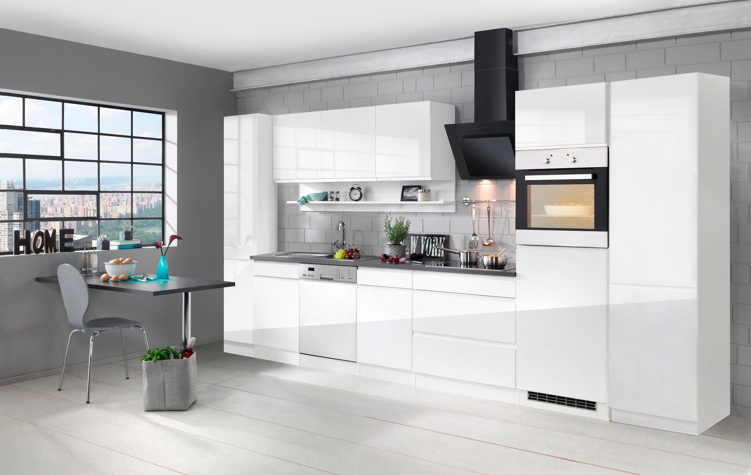 KOCHSTATION Kitchenette »KS-Virginia,neu in verbesserter Ausführung« largeur 390 cm, soft-close, sans appareils électriques