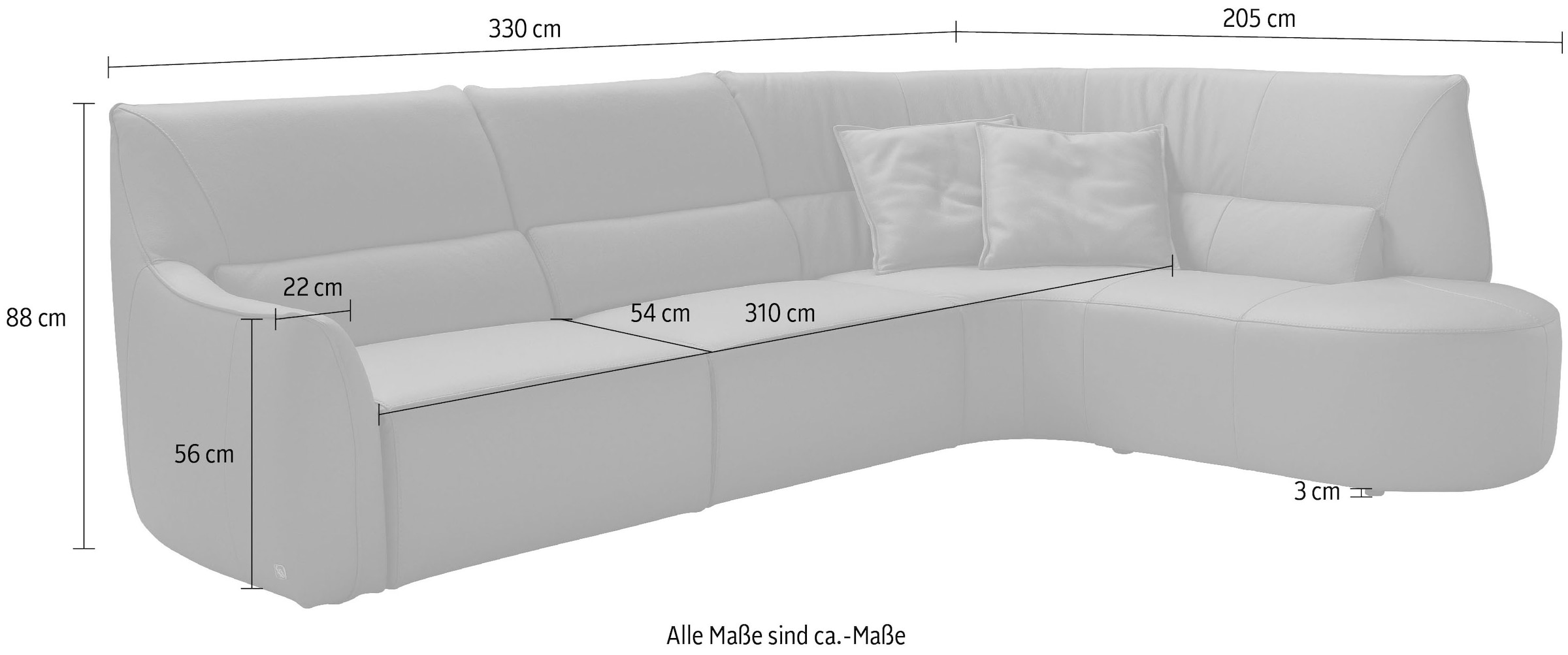 Egoitaliano Canapé d'angle »Puffy, extravagant & edel, Retro Designsofa, hoher Sitzkomfort, L-Form« mit Ottomane, wahlweise mit und ohne elektrischer Relaxfunktion