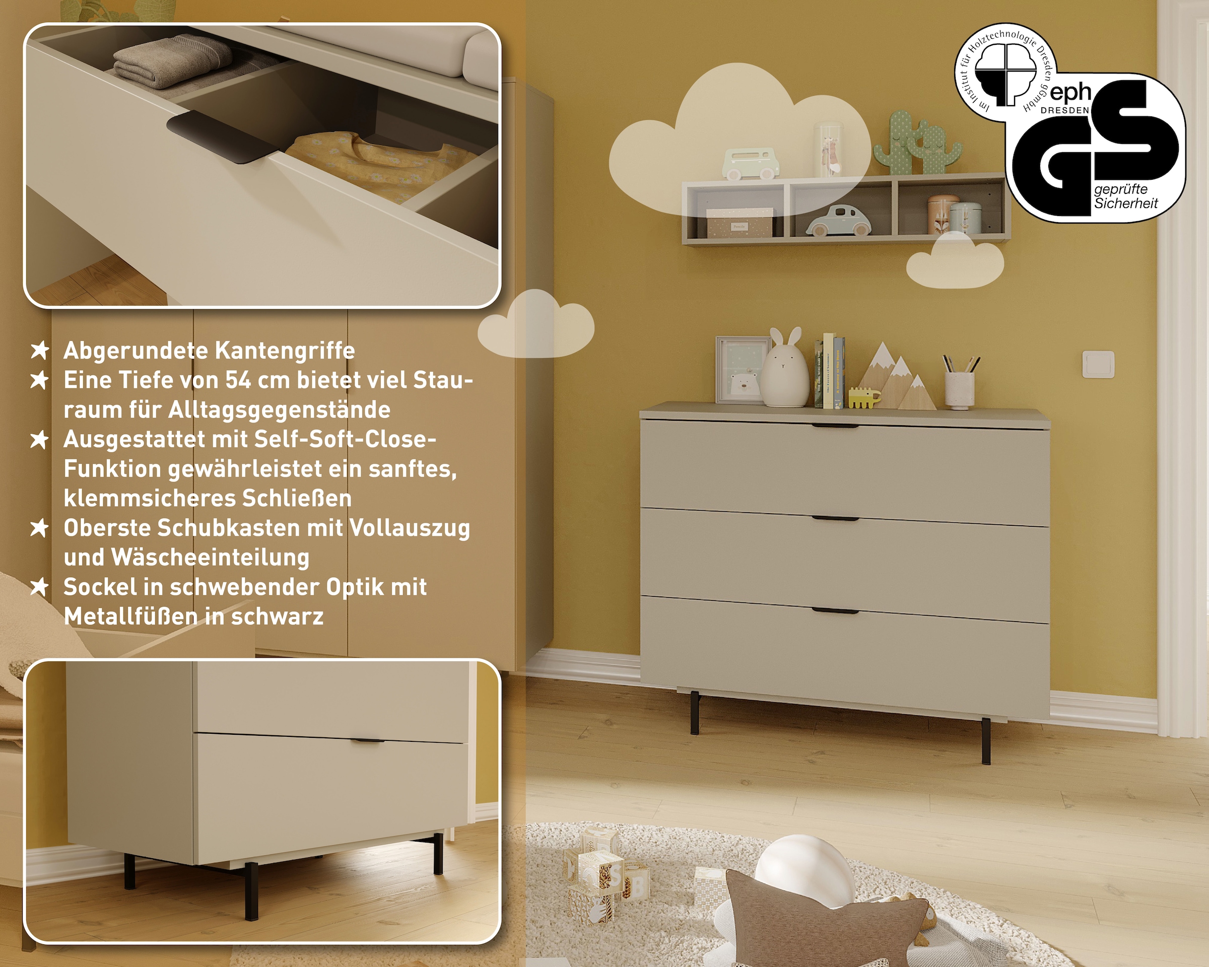 GERMANIA Wickelkommode »Tomino« bis 21 kg modernes Design, B/H/T 105/100/54, Wickelfläche 85 x 75 cm 105 cm