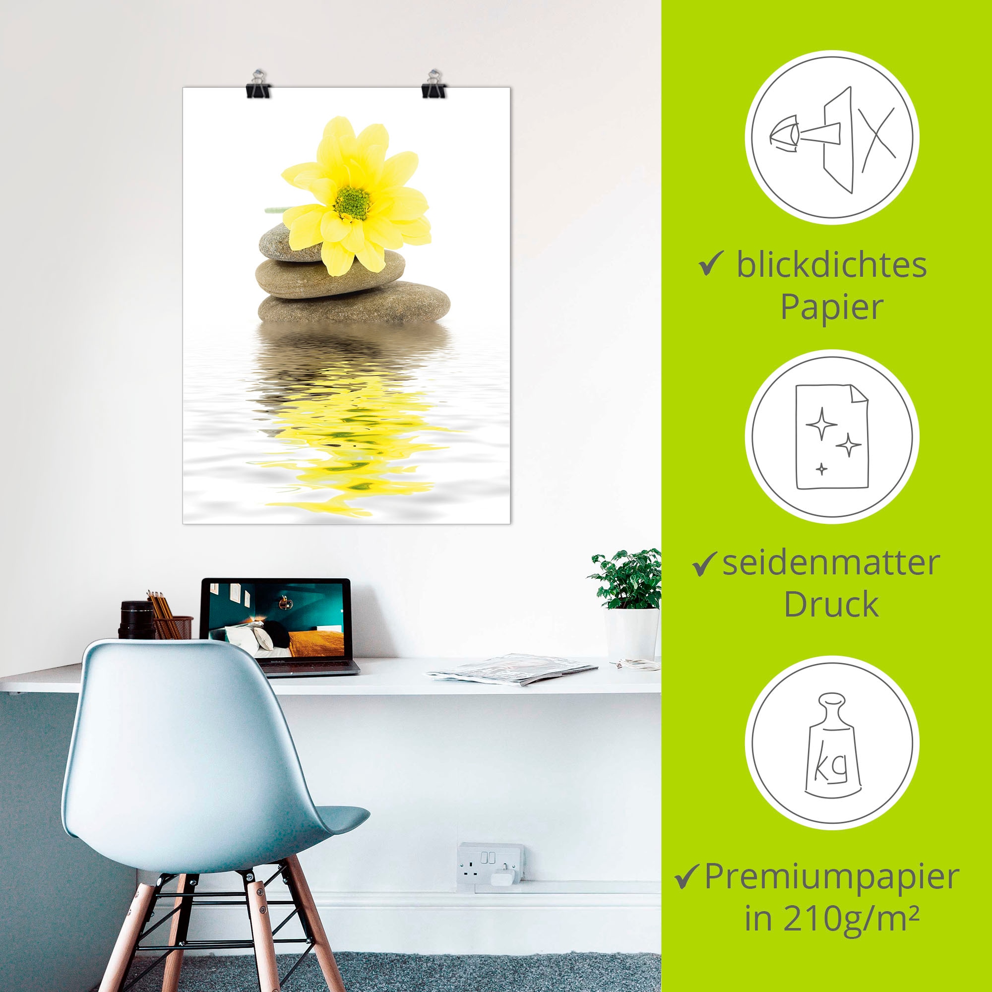 Artland Fresque murale »Zen Spa Steine mit Blumen II« 1 cuis tlg. als Alubild, Outdoorbild, Leinwandbild, Poster in verschied. Grössen