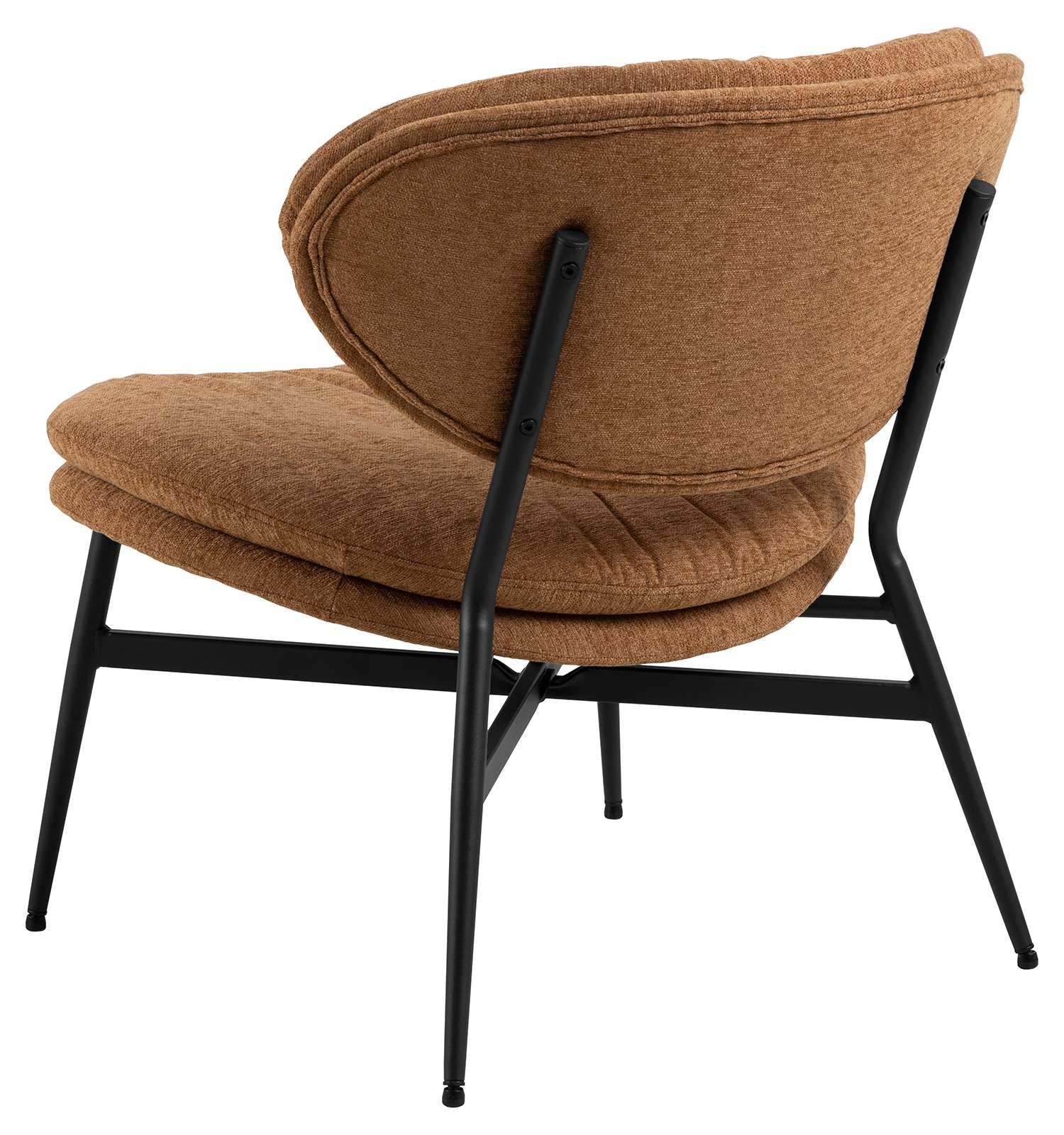 ACTONA GROUP Fauteuil lounge »Burma« tissu terracotta, pieds en acier noir, hauteur d'assise : 43 cm