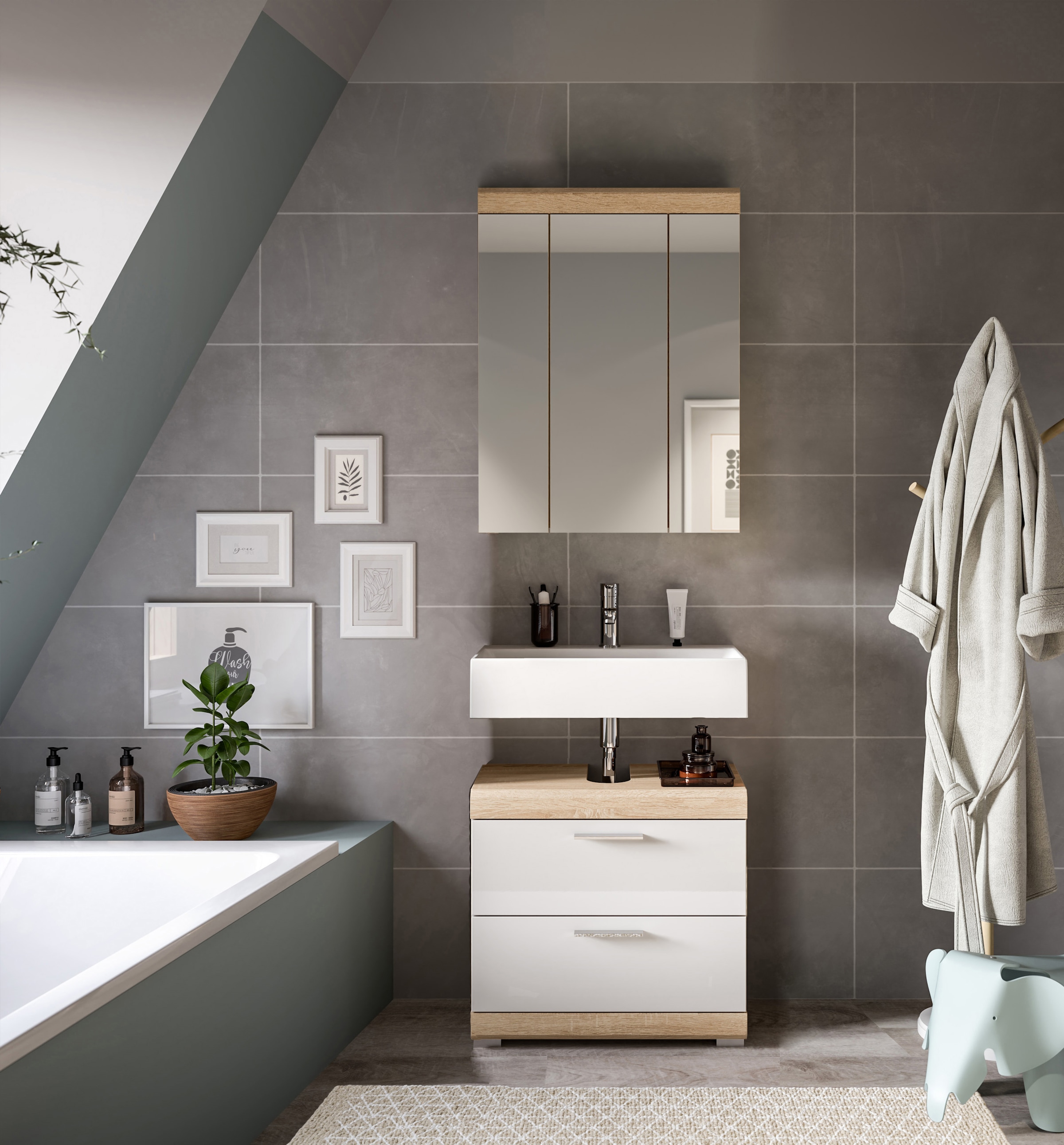 INOSIGN Badmöbel-Set »Siena, 2 tlg., bestehend aus: Waschbeckenunterschrank, Spiegelschrank« Set, TOPSELLER!, 2 Stk. tlg.