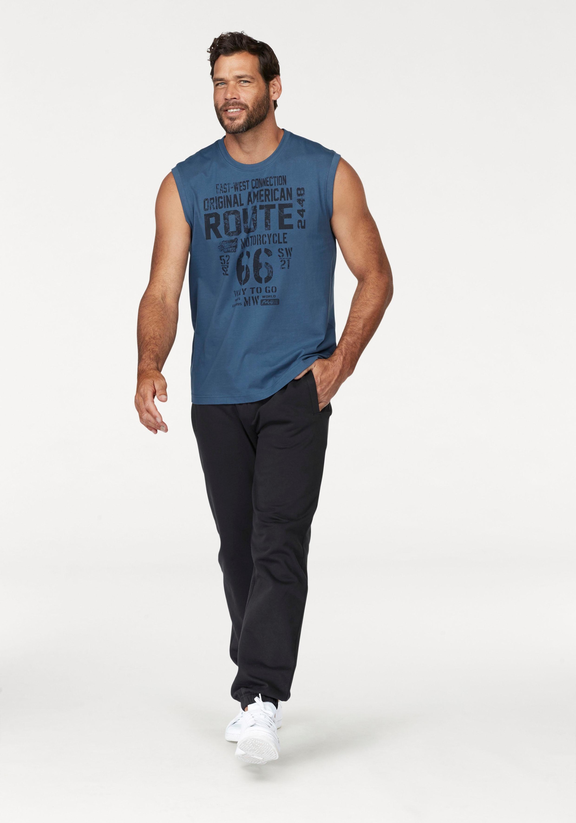 Man's World Muscleshirt 2er-Pack,  ärmellos,  bedruckt,  Rundhalsausschnitt,  aus 100% Baumwolle