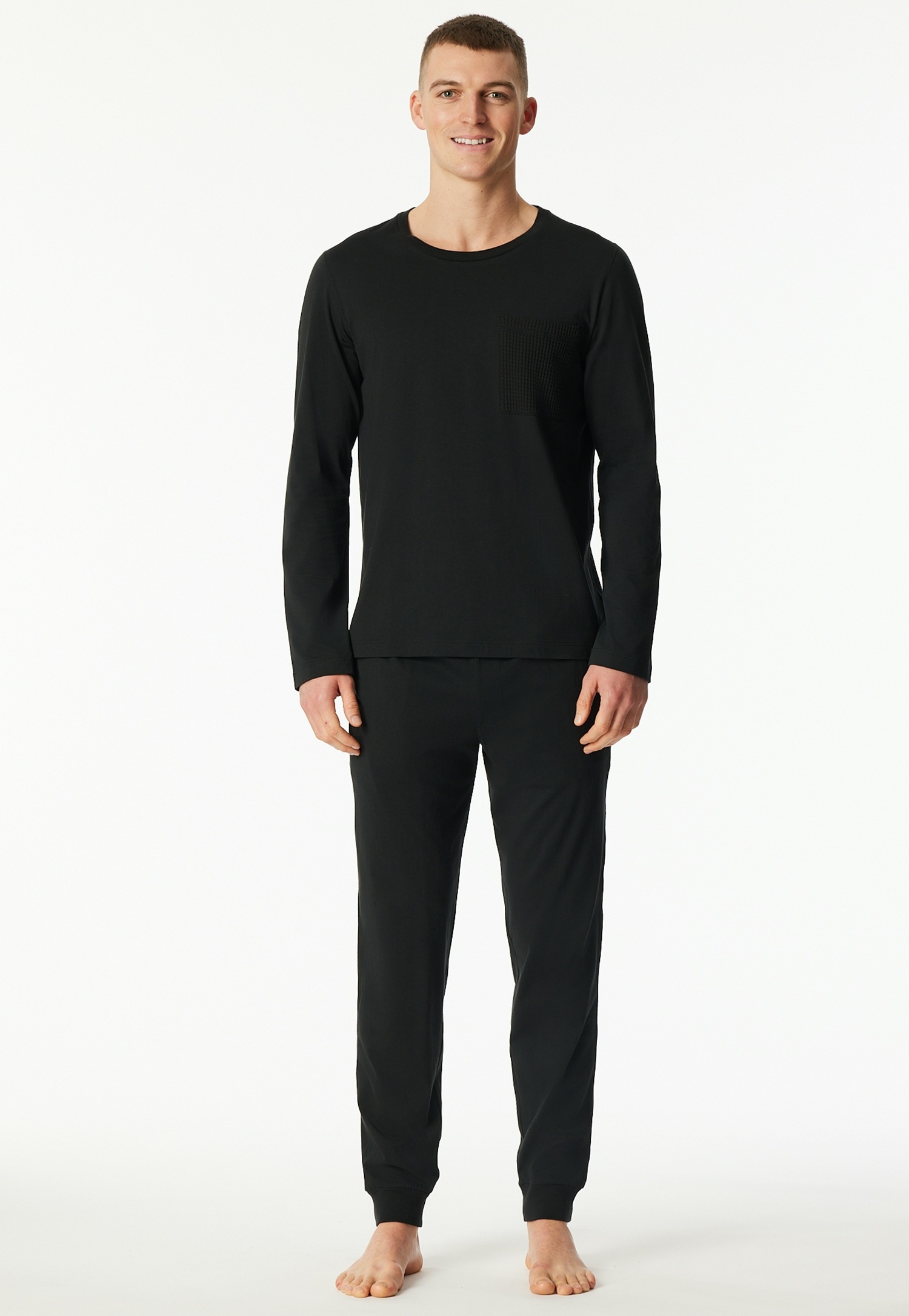 Schiesser Pyjama »Modern Nightwear« 2 pièces seitliche Taschen, Brusttasche, Langarm, Baumwolle, Single Jersey