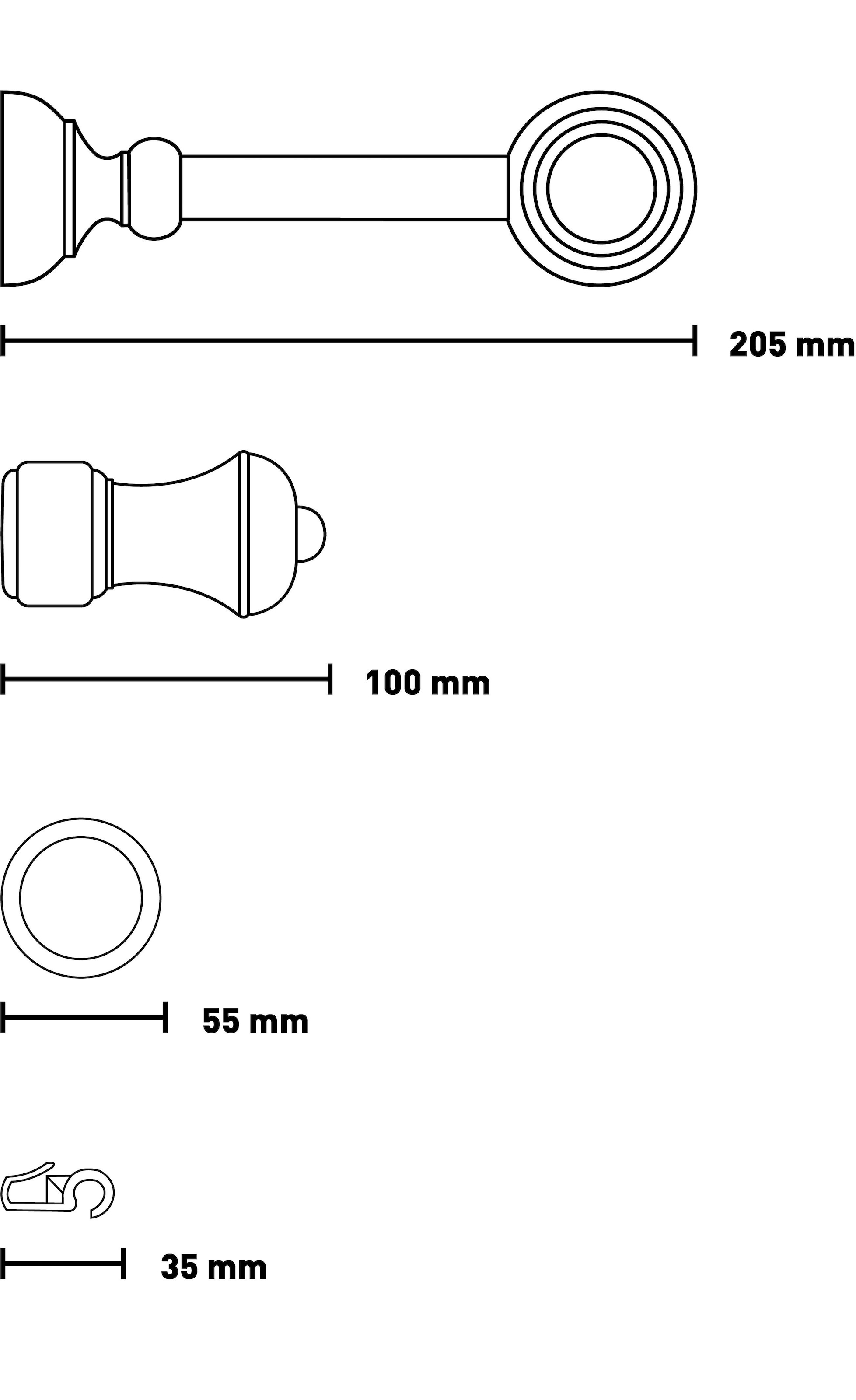 SN DECO GROUP Gardinenstange »Ares« 1 läufig-läufig Fixmass 28 mm, Holz, verschiedene Längen und Farben, Komplettset