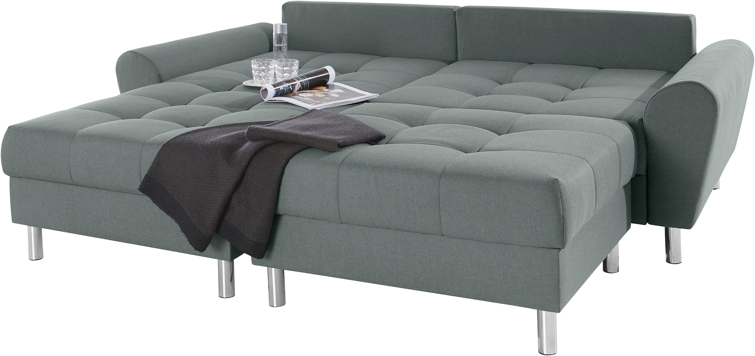 COLLECTION AB Ecksofa »Rada L-Form« inklusive Hocker, Bettfunktion und Federkern