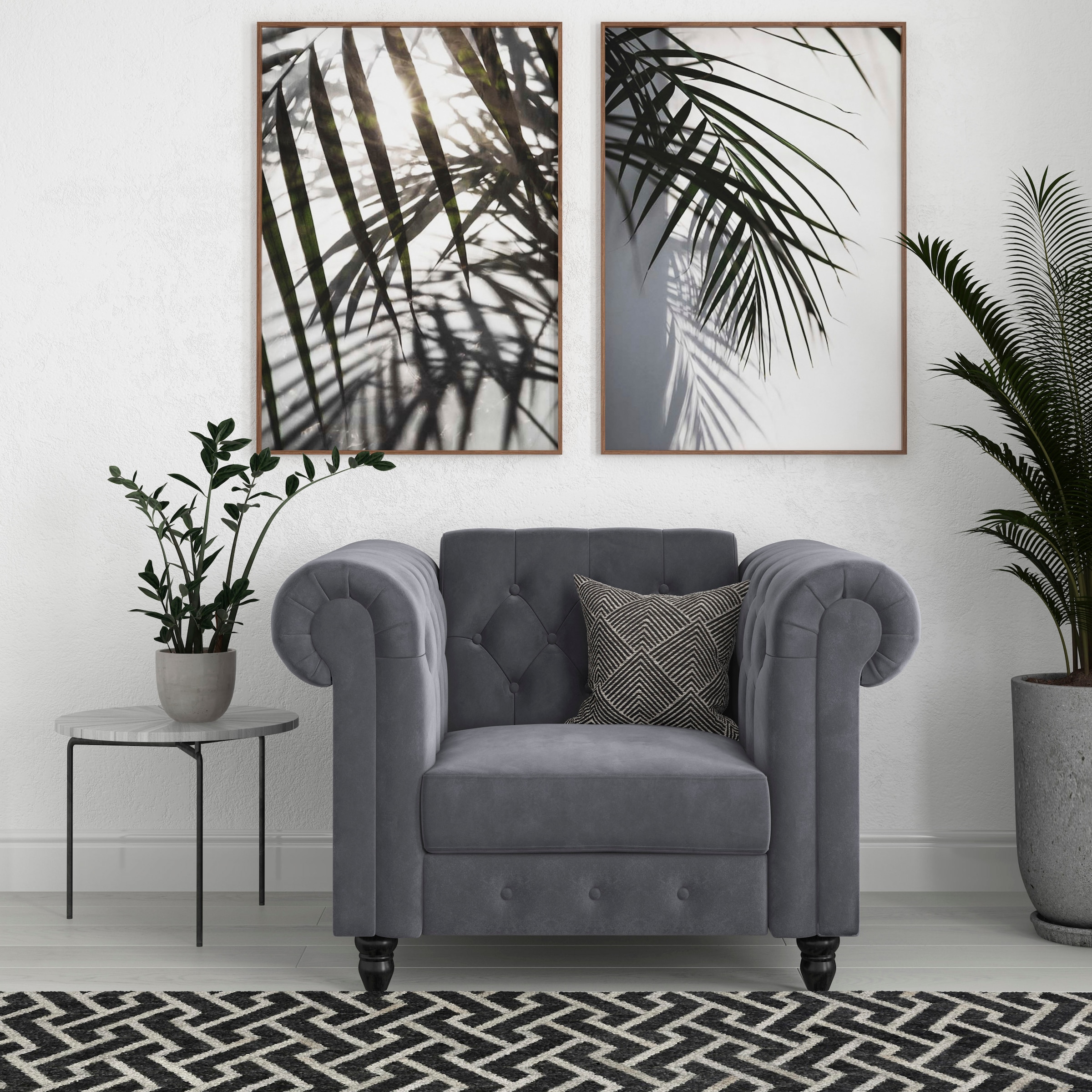 Dorel Home Chesterfield-Sessel »Felix« mit Rückenlehne 3-fach verstellbar, Beine Massivholz, Sitzhöhe 46 cm