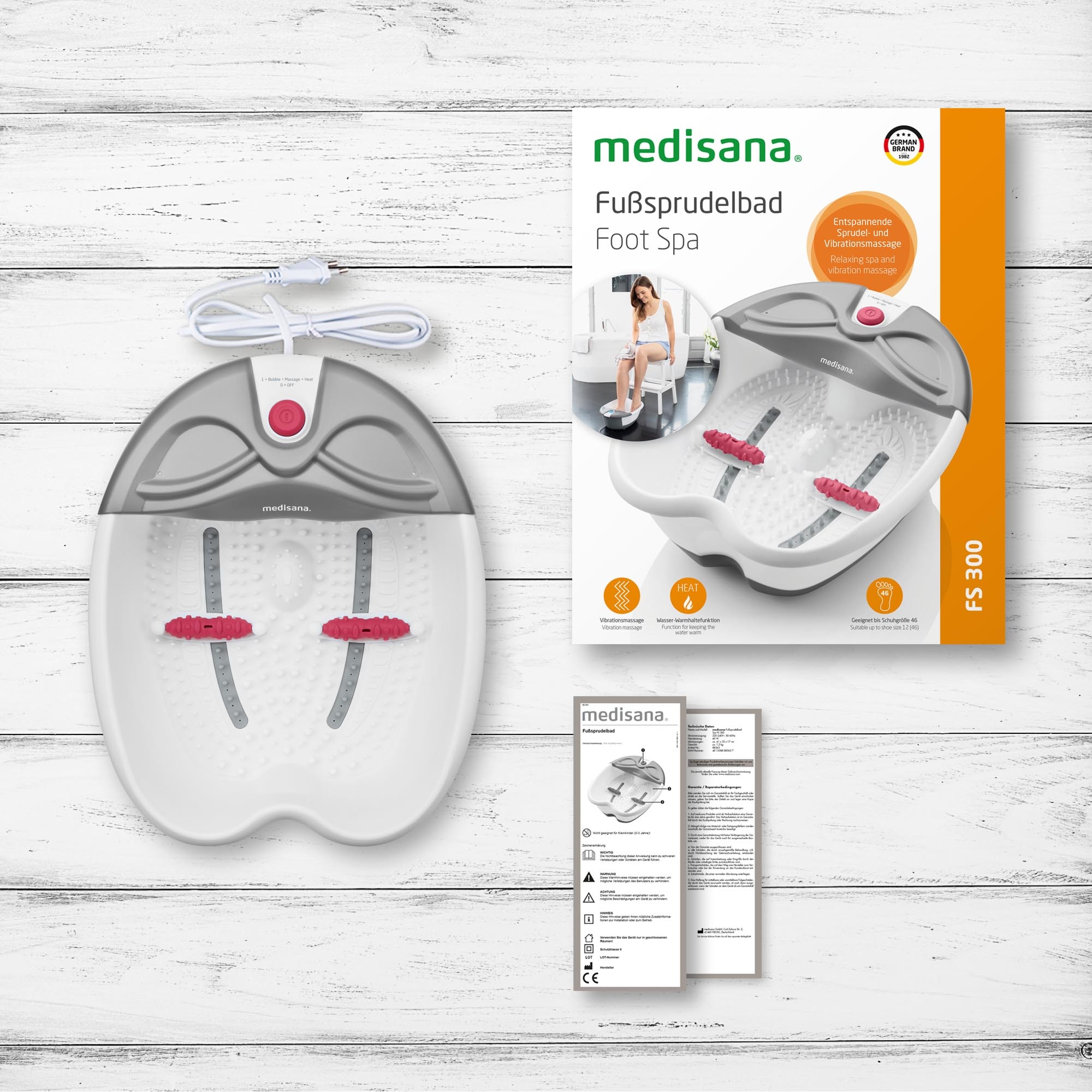 Medisana Fussbad »FS 300« Set, 3-tlg., Sprudel- und Vibrationsmassage, Reflexzonenmassage