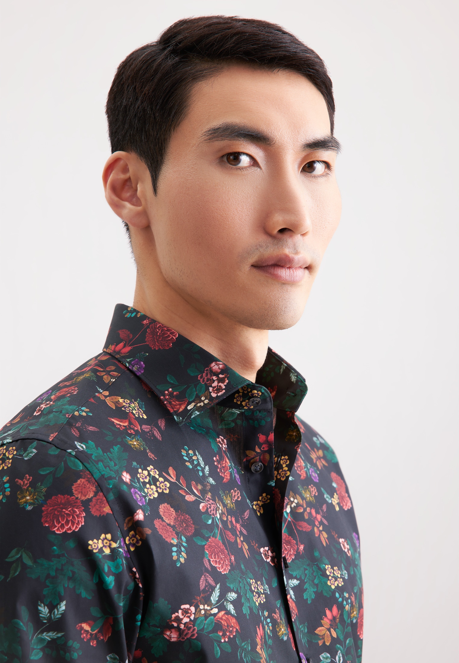 seidensticker Chemise d'affaires »Schwarze Rose« Shaped 1/1 Kentkragen Druck