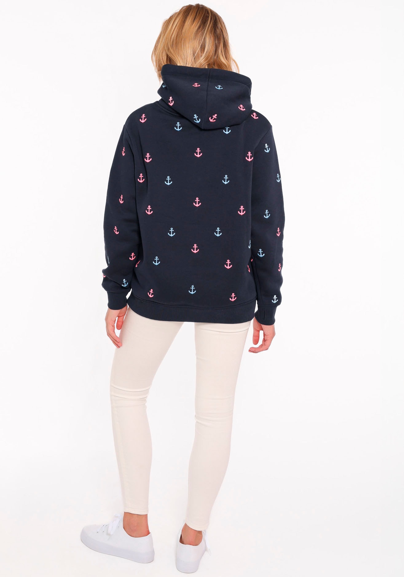 Zwillingsherz Hoodie »"Anker"« mit gestickten Ankern und Fronttasche