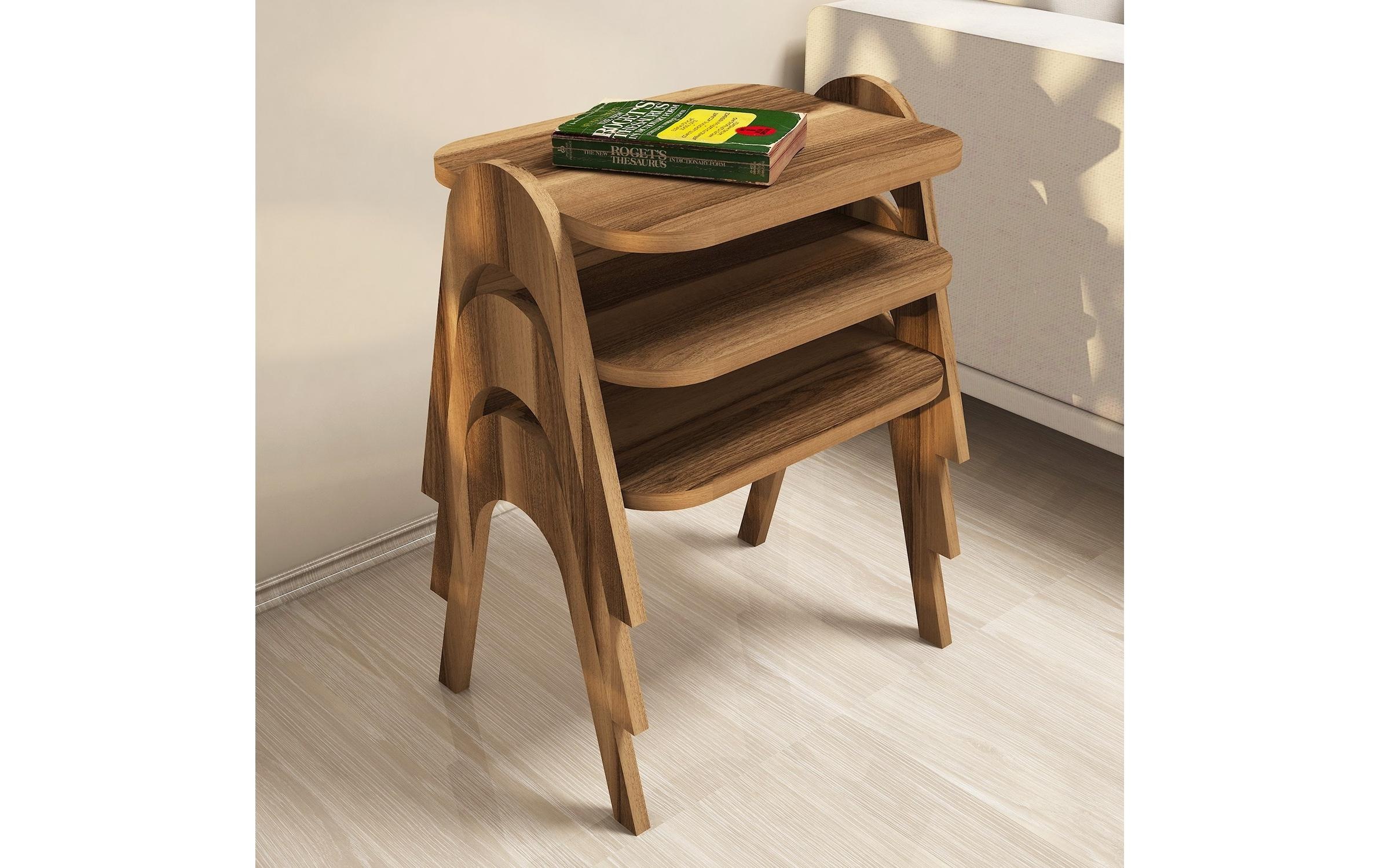 WOODY FASHION Table d'appoint »Paris 3 Stück, Walnuss«