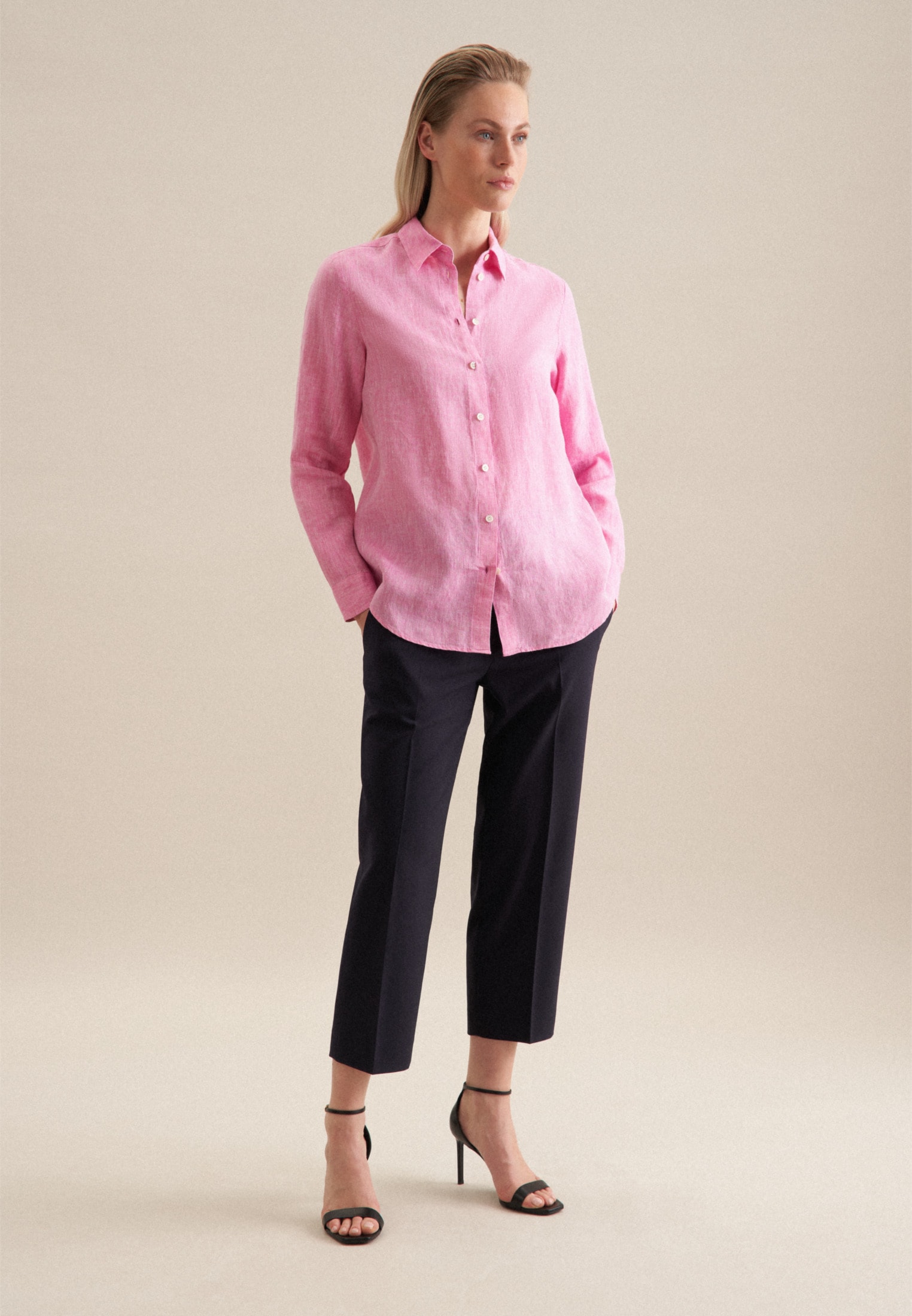 seidensticker Hemdbluse »Schwarze Rose« Langarm Kragen Garnfärber