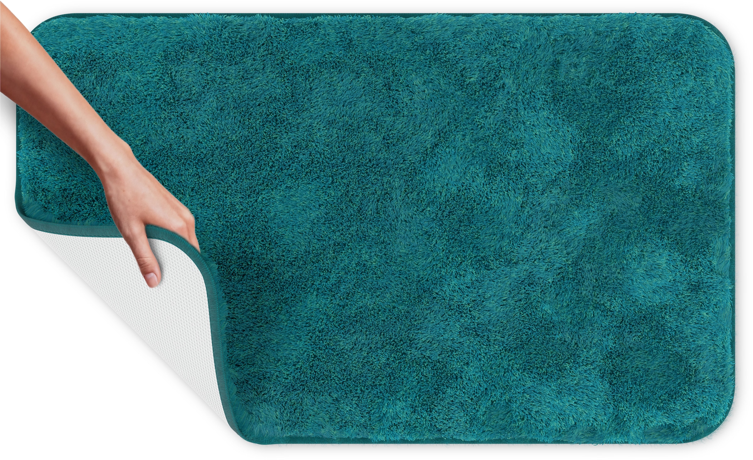 Grund Badematte »Melos, Badvorleger, Badezimmer Teppich, sehr weich« Höhe 27 mm rutschhemmend beschichtet fussbodenheizungsgeeignet melierte Optik, sehr weicher Flor, Melange-Effekt, Made in Europe