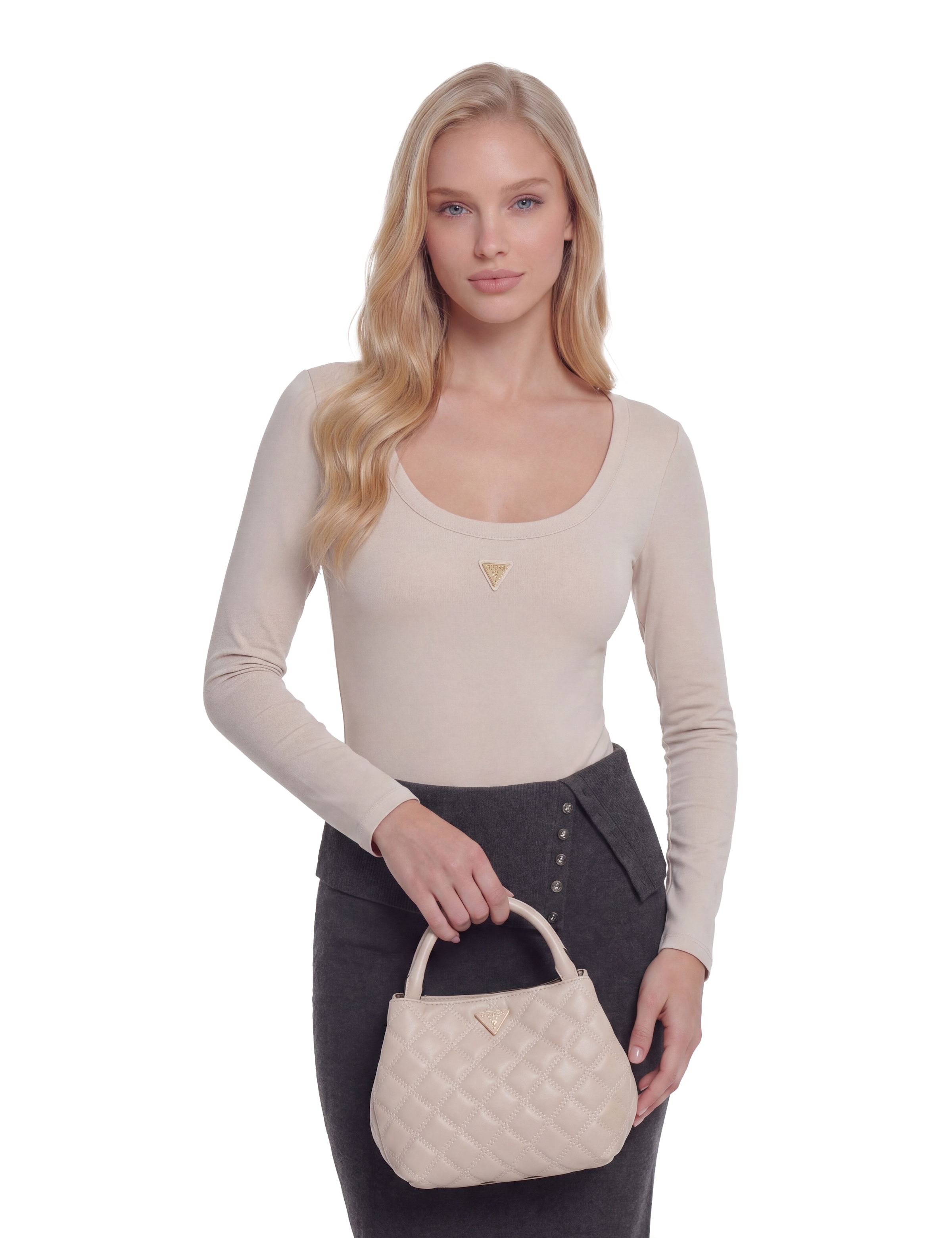 Guess Sac à bandoulière »JULIET MINI SATCHEL« Sac à main pour femme, sac bandoulière avec élégant logo triangulaire