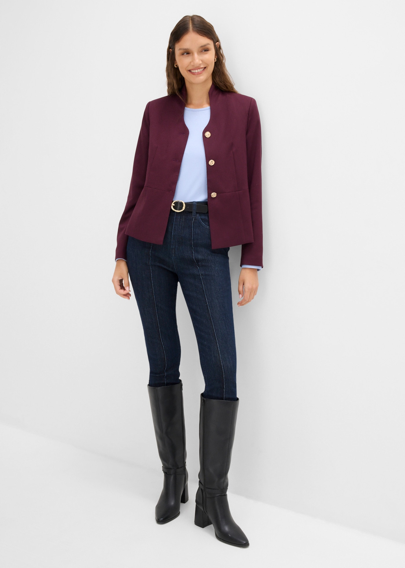 bonprix Veste blazer avec col chemise, coupe confortable