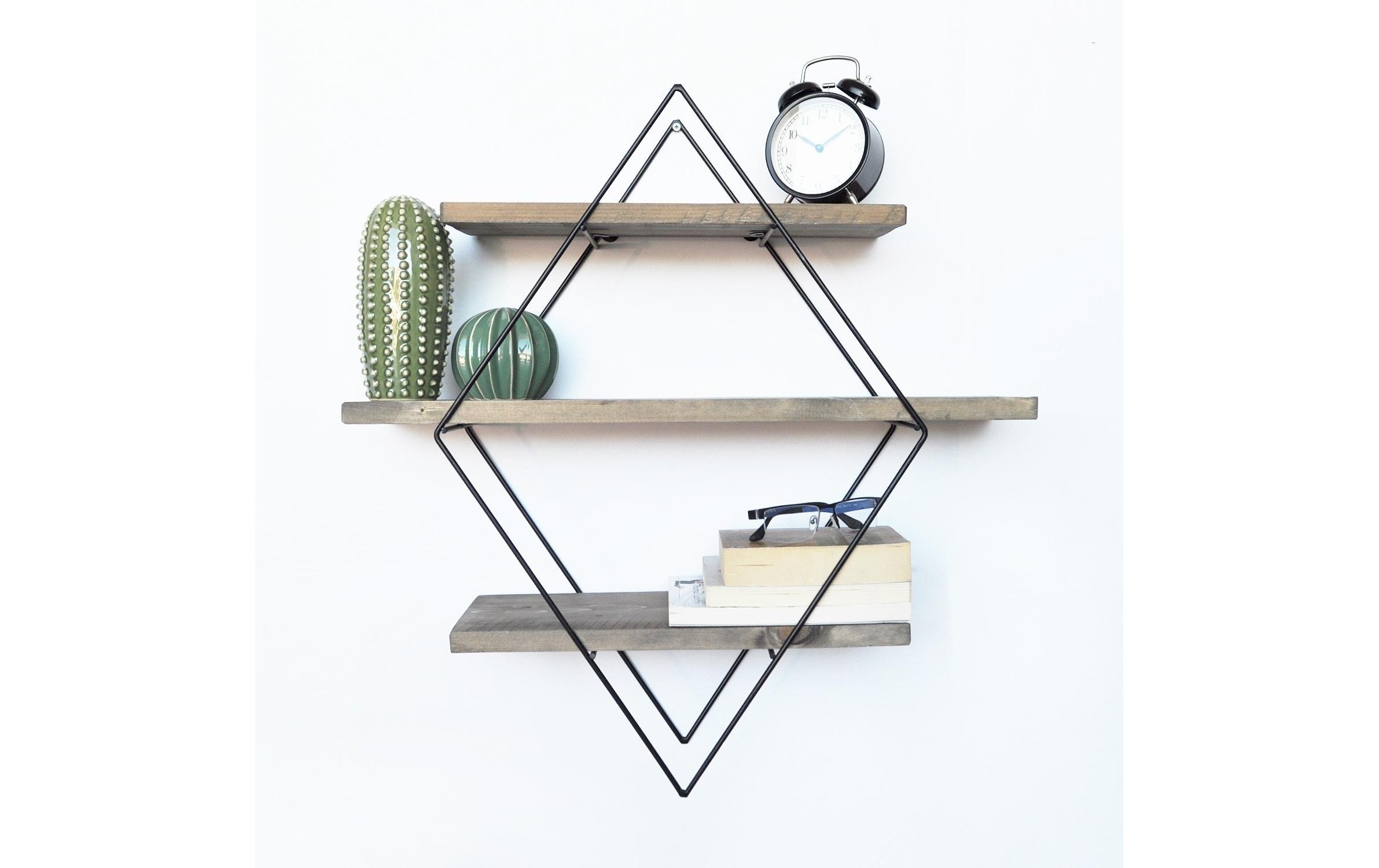 WOODY FASHION Wandregal »WR007 60 x 60 x 14 cm, Schwarz/Walnuss«