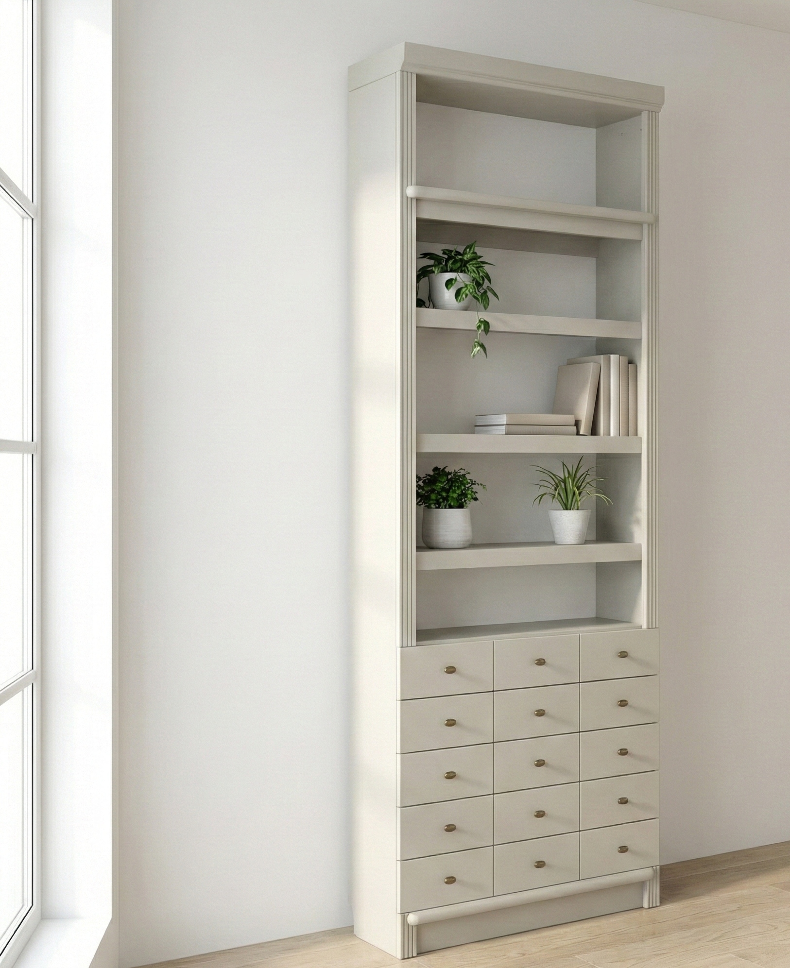 Home affaire »Soeren Regal mit 5 breiten Schubkästen in geteilter Optik« H/L/P : 80/29/220 cm, pin certifié FSC®, poignées métalliques élégantes