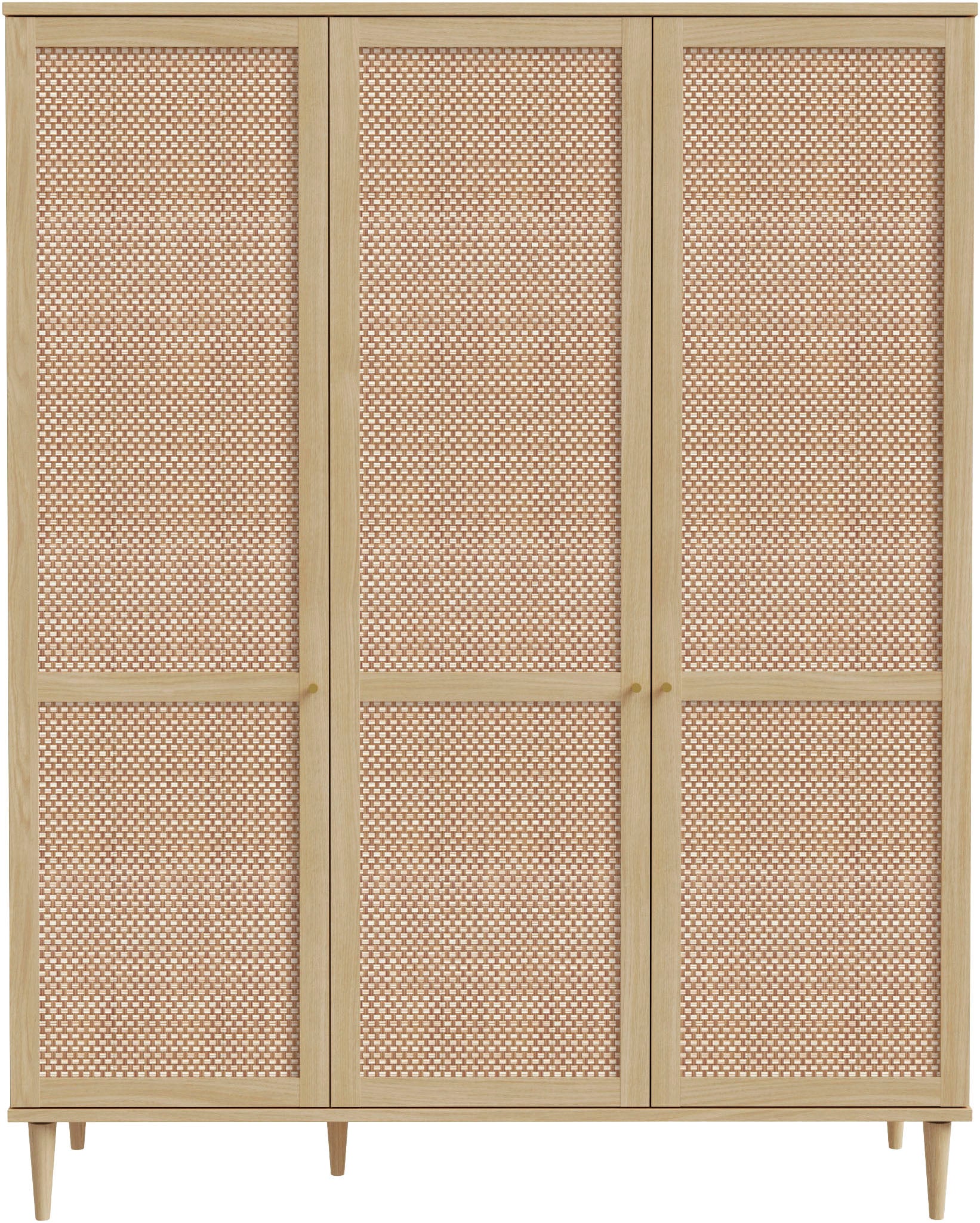 GOODproduct Kleiderschrank »ELLIAN mit Rattan, Wiener Geflechtoptik und warmem Holzdekor« Boho-Stil, Metallgriffe, Made in EU, viel Stauraum, FSC®, Vintage