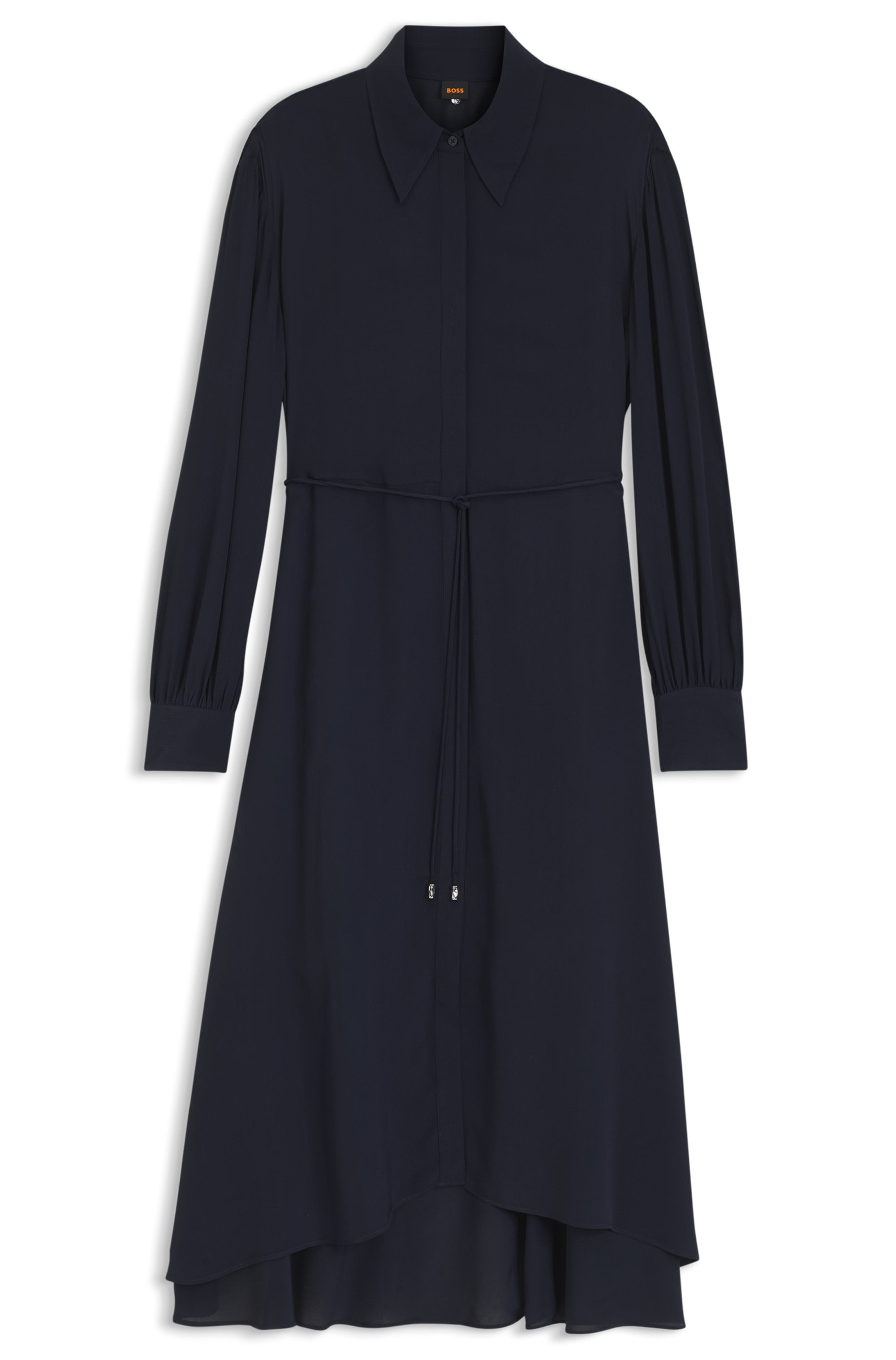 BOSS ORANGE Hemdblusenkleid »Dristella Premium Damenmode« aus Crêpe de Chine, Midi-Länge