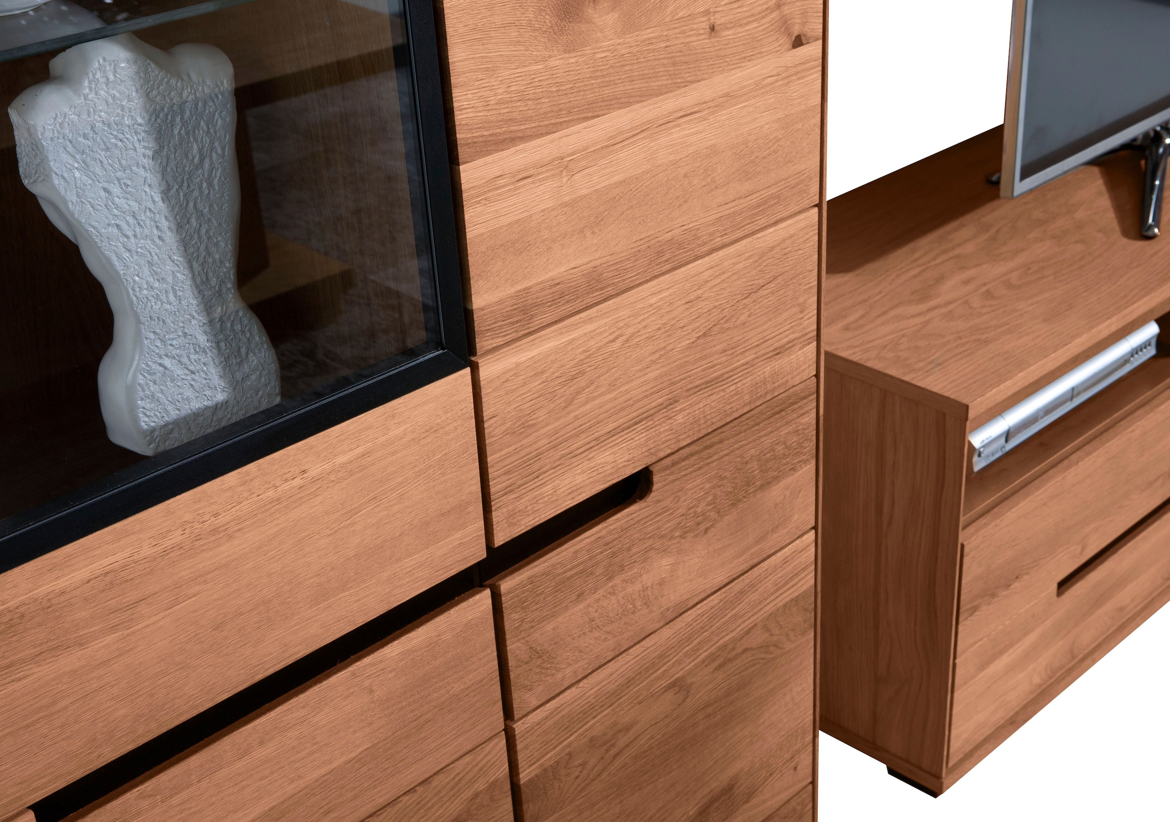 Home affaire Buffet haut Schwarze Elemente, viel Stauraum, Türen mit dampfer, Wohnzimmer