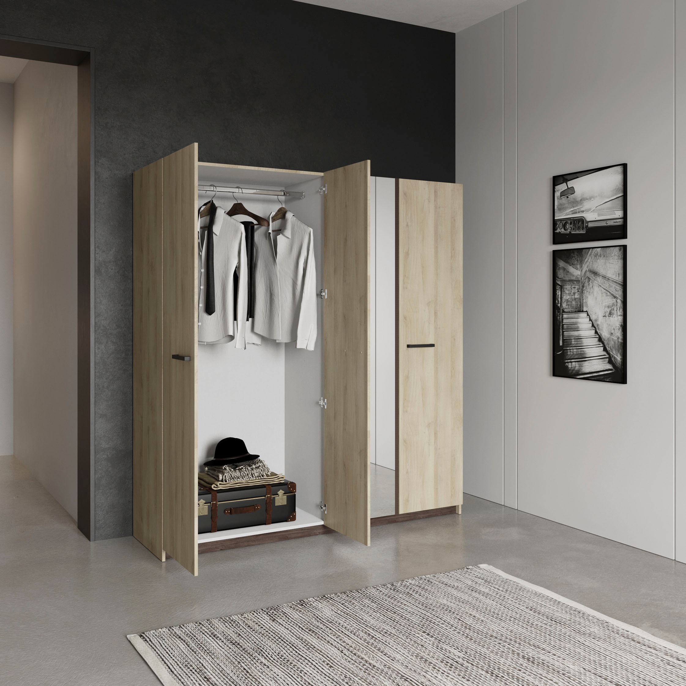 Demeyere GROUP Armoire pour enfants »Watson« ARMOIRE 4 PORTES/1 MIROIR