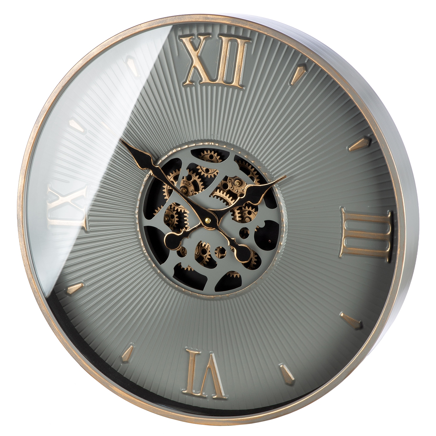 GILDE Horloge murale »Wanduhr rund Canoso grau« motif engrenages, mécanisme d'horloge, salon, bureau, industriel, décoration