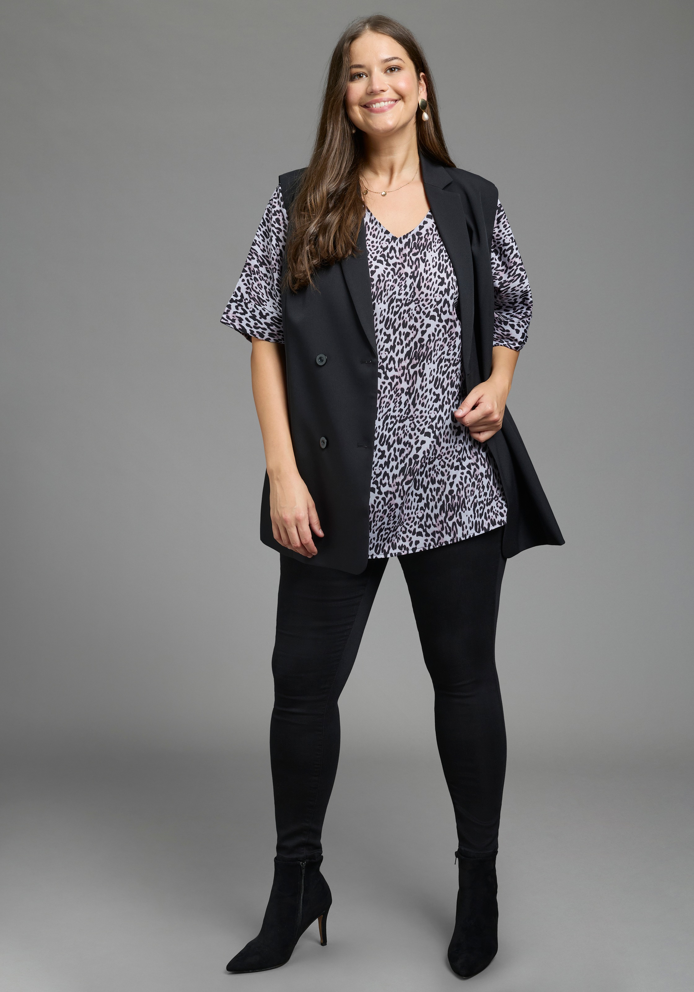 Laura Scott CURVE Blouse à enfiler »Grosse Grössen« coupe ample, longueur couvrant les fesses, style féminin