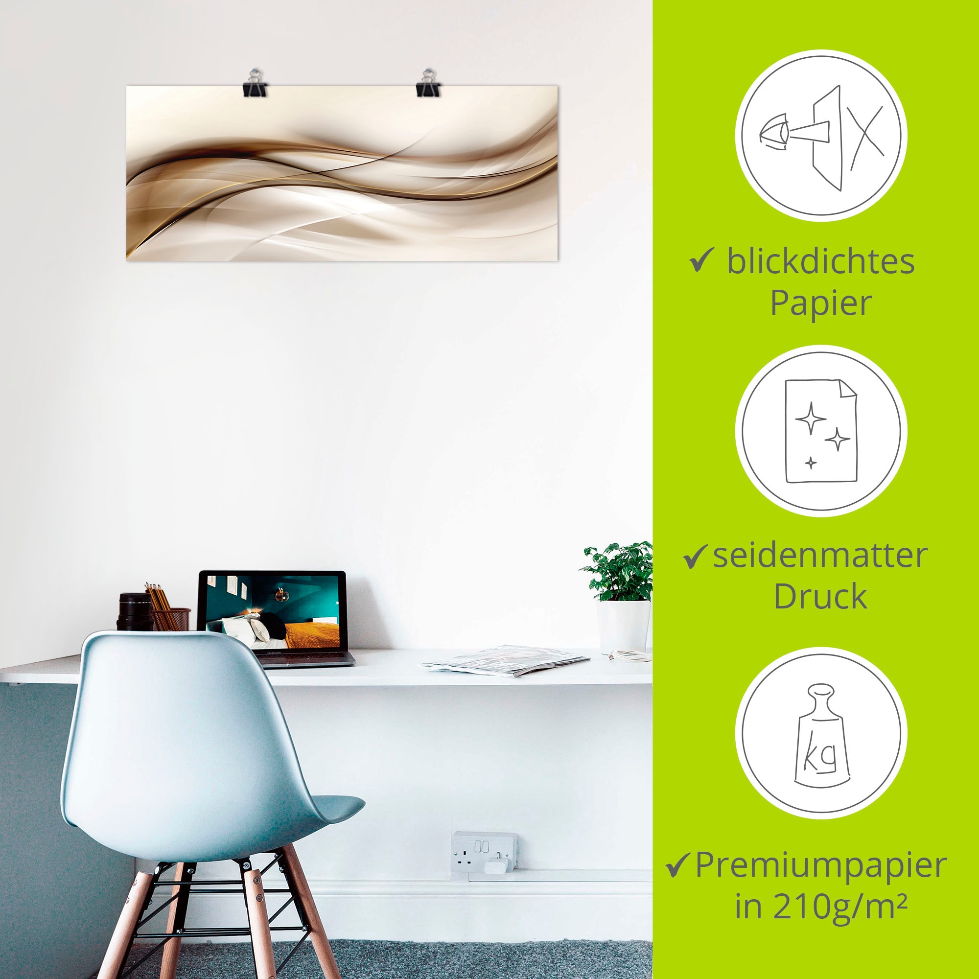 Artland Fresque murale »Braune abstrakte Welle« 1 cuis tlg. als Alubild, Outdoorbild, Leinwandbild, Poster, Wandaufkleber