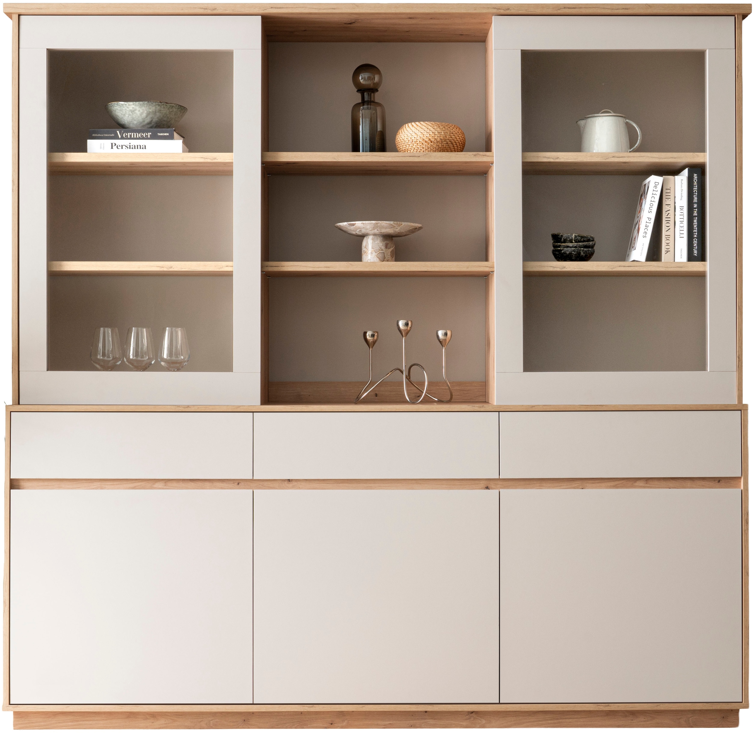 Home affaire Buffet »Sonora, moderner Hochschrank, Buffetschrank in Kaschmir, Regal« filigrane Rahmenoptik, ausreichend Stauraum, vielseitig einsetzbar