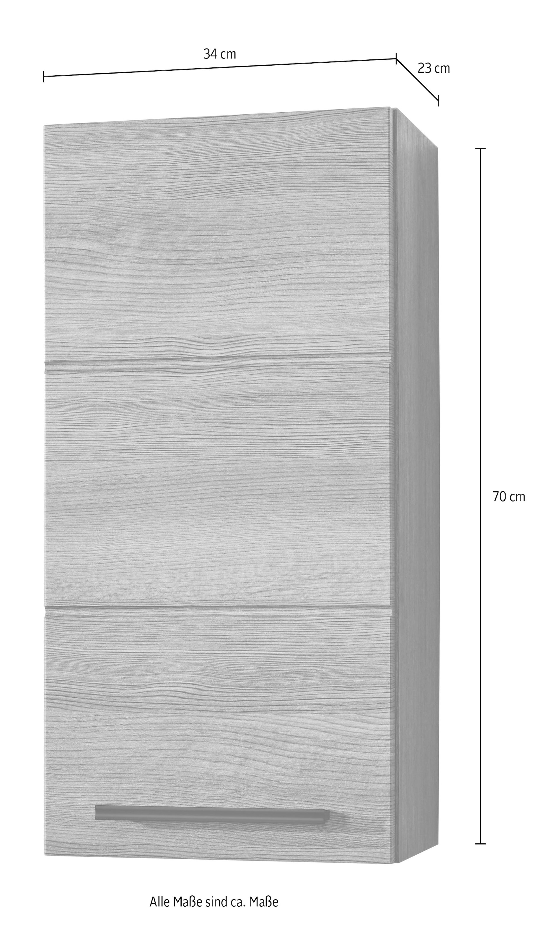 BASIC by Balculina Hängeschrank »Silver, Badezimmerschrank BxHxT 34x70x23« 1 Stk. tlg. Breite 34cm, Tür L/R monierbar, FSC-Mix 70%