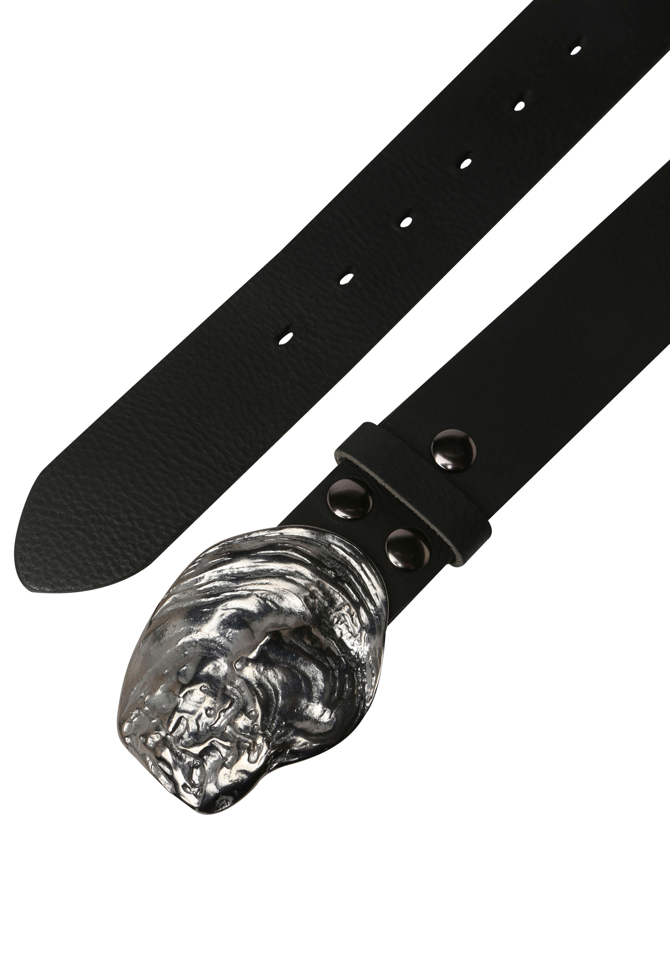 Rettungsring Gürtel Ceinture en cuir mit austauschbarer Schliesse »Auster Muschel Schwarz«